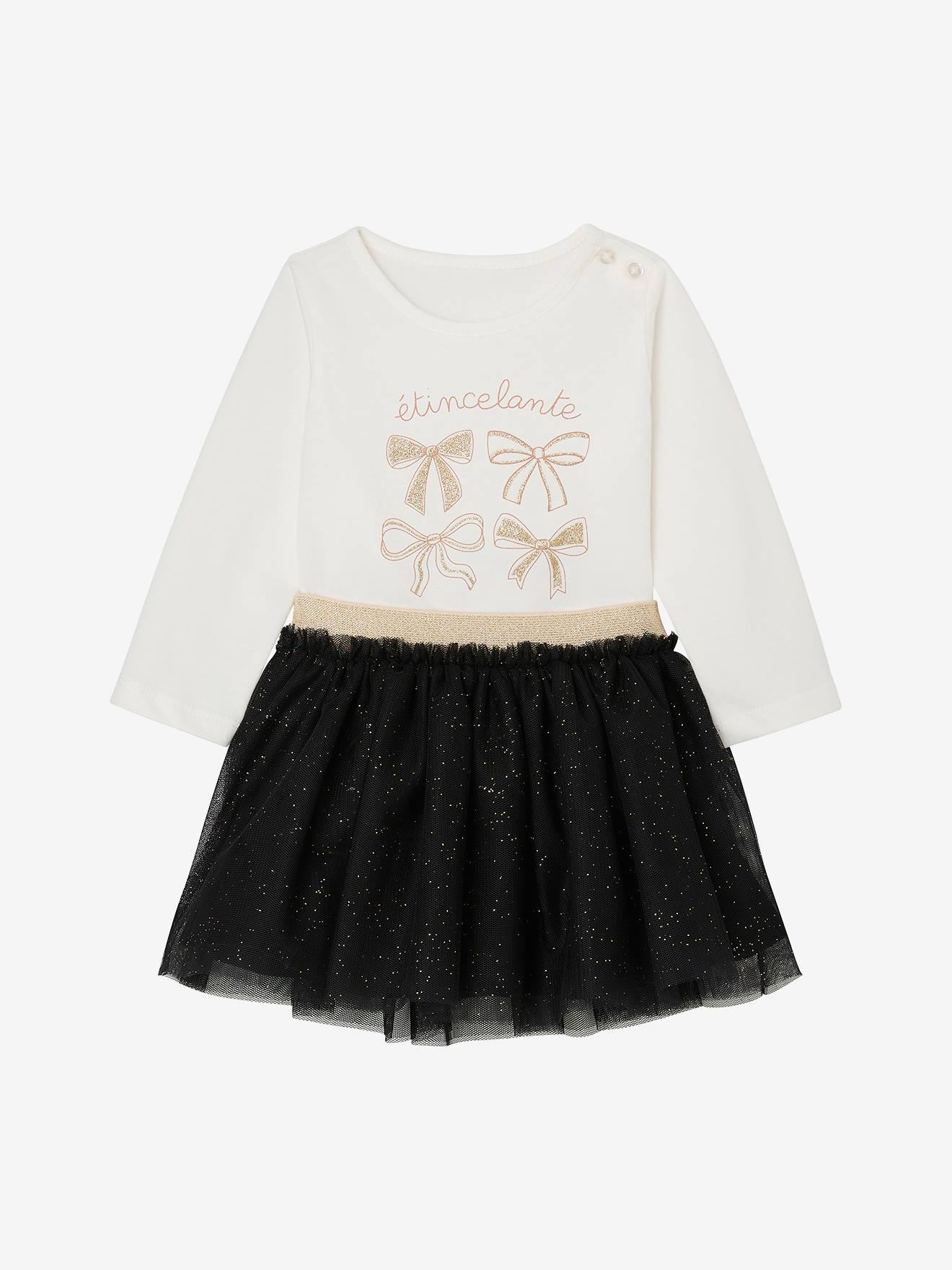 Ensemble bébé fille t-shirt jupon glitter noir