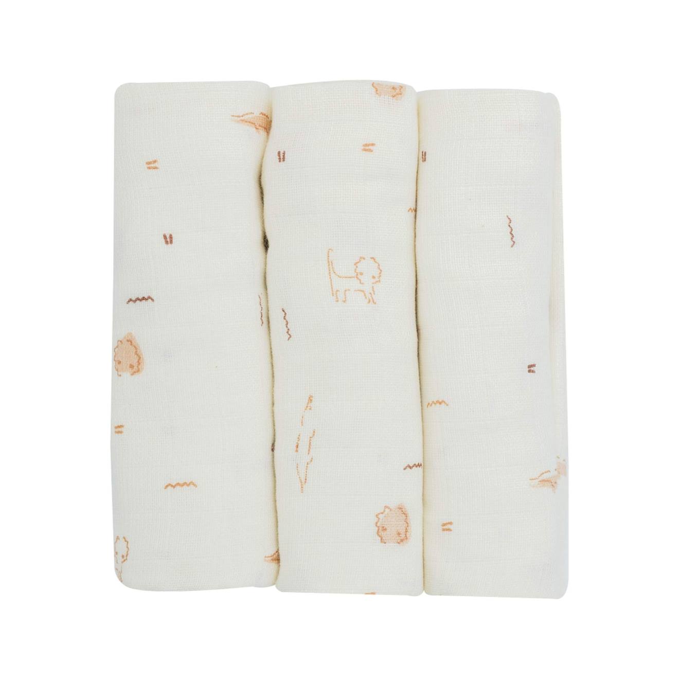 Lot De 3 Langes En Coton Bébé Beige