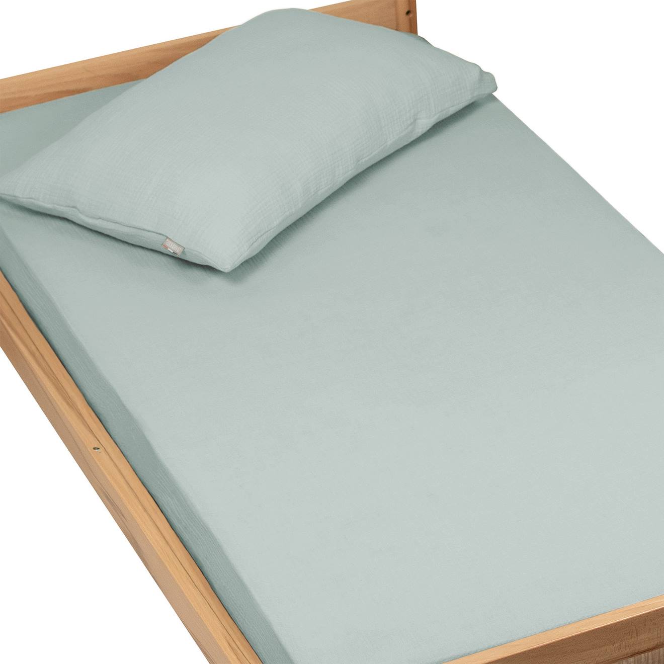 Drap Housse Uni En Gaze De Coton Vert Eucalyptus