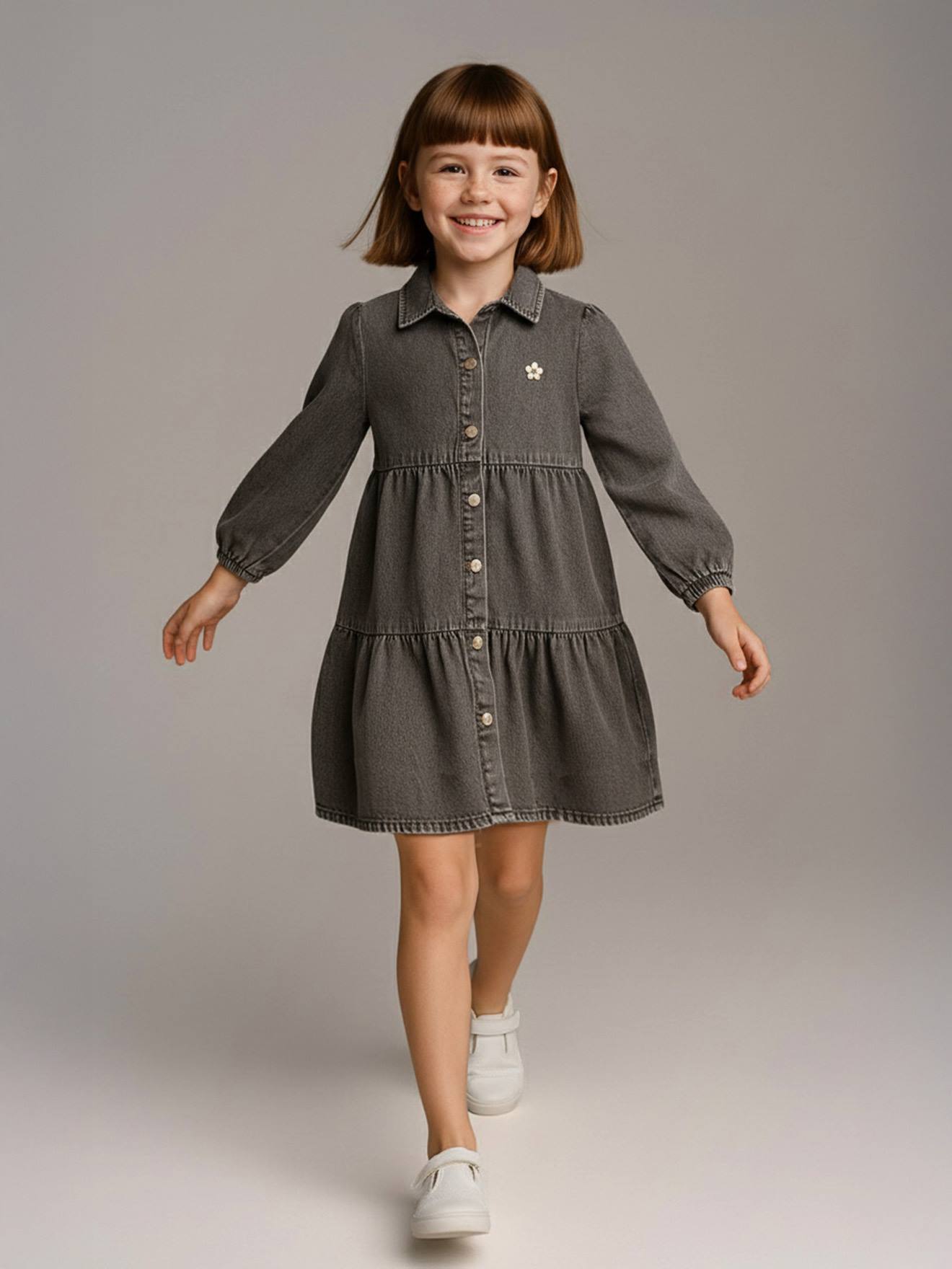 Robe en denim lger fille denim gris 26 €