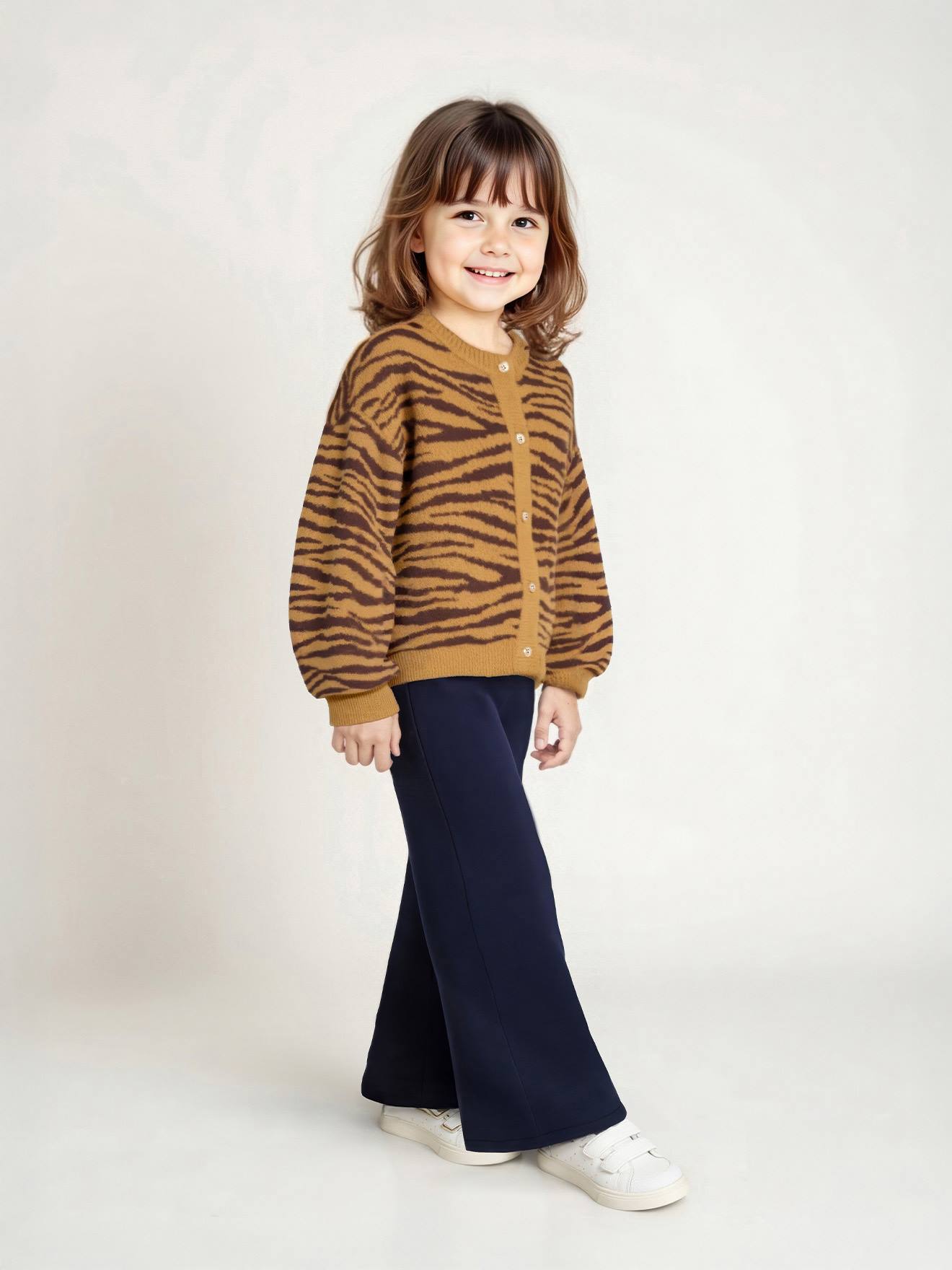 Legging fille large doublé maille polaire marine