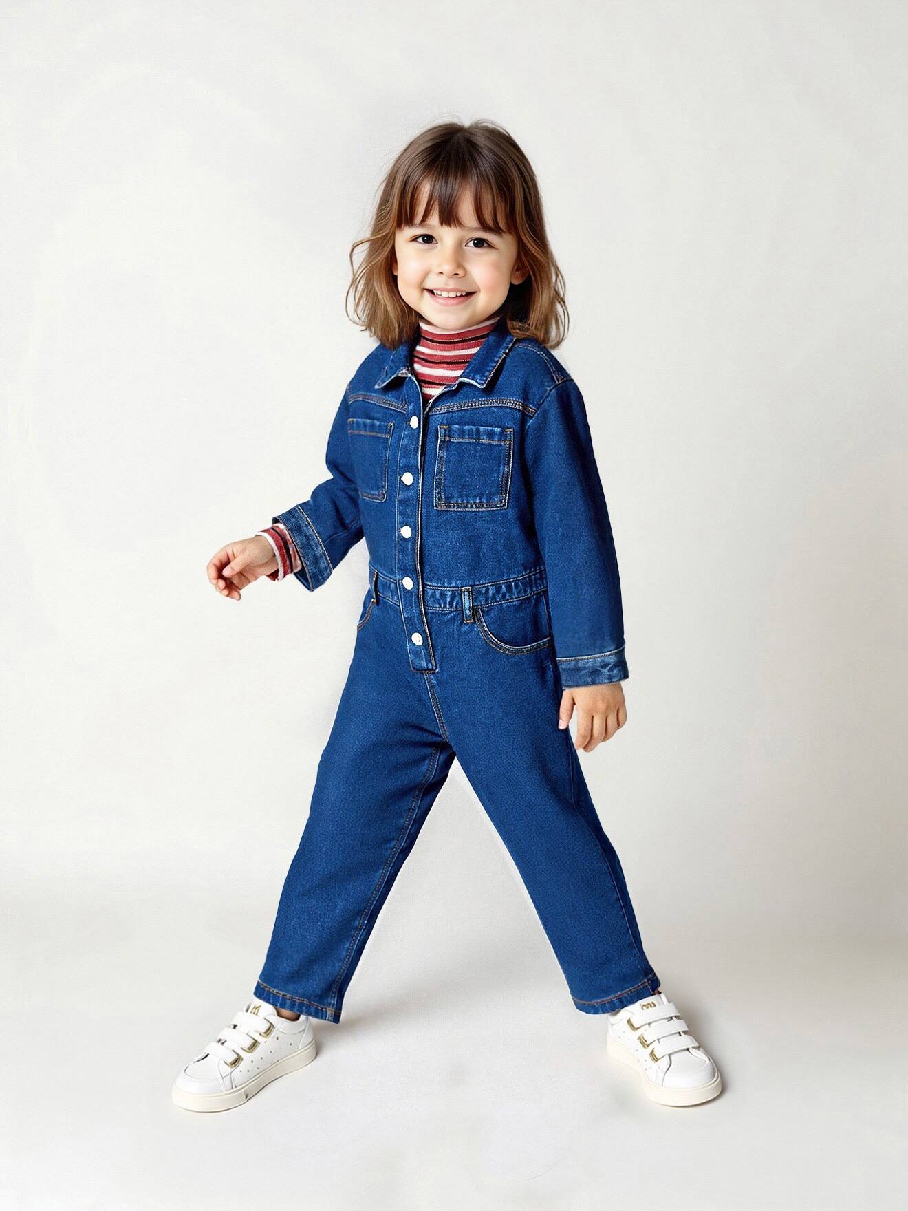 Combinaison fille jean style worker bleu moyen 14 €