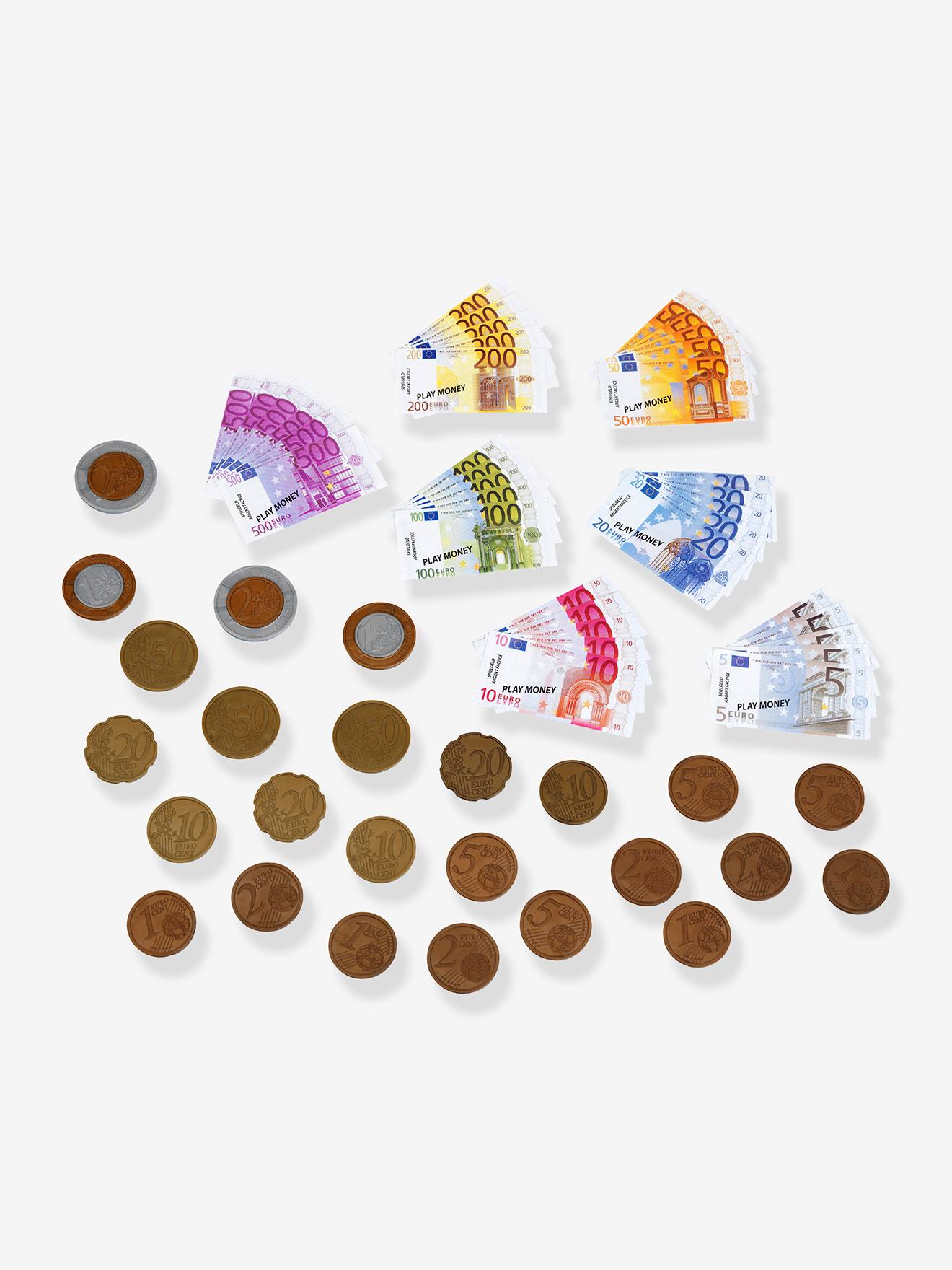 sachet euros et billets factices multicolore