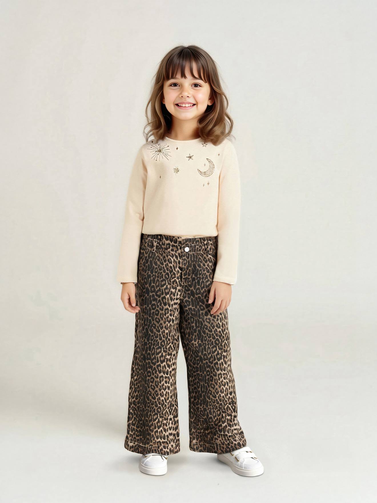 Pantalon fille large imprim lopard beige 26 €