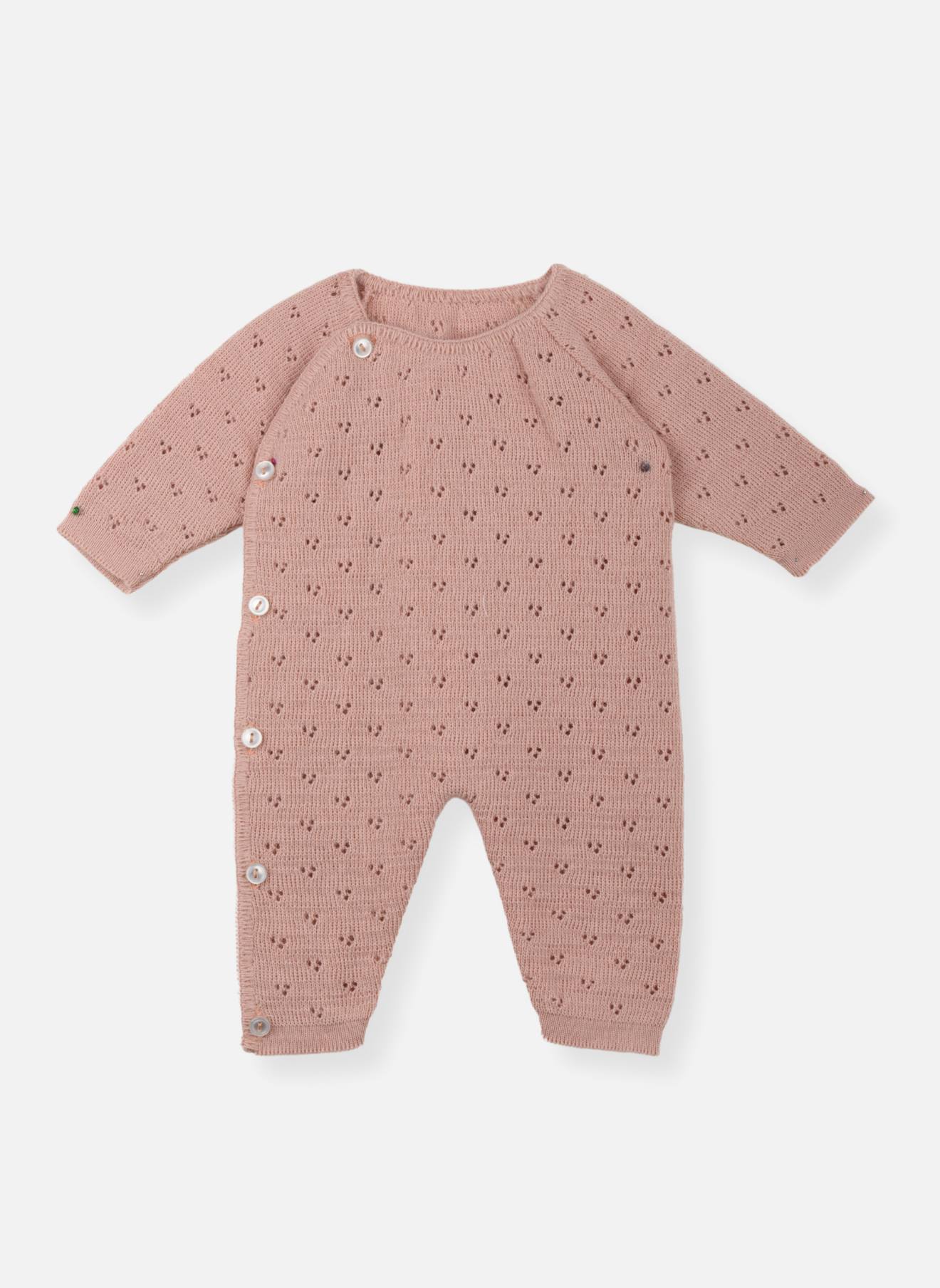 Combinaison Bébé Maille Ajourée Rose Misty