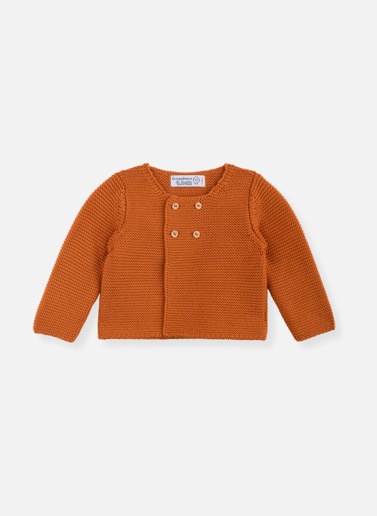 Cardigan Bébé 4 Boutons Coton Bio Citrouille (marsala)