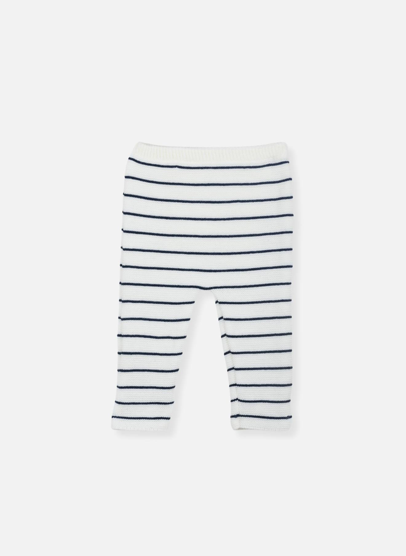 Pantalon Bébé Ecru Rayé Marine