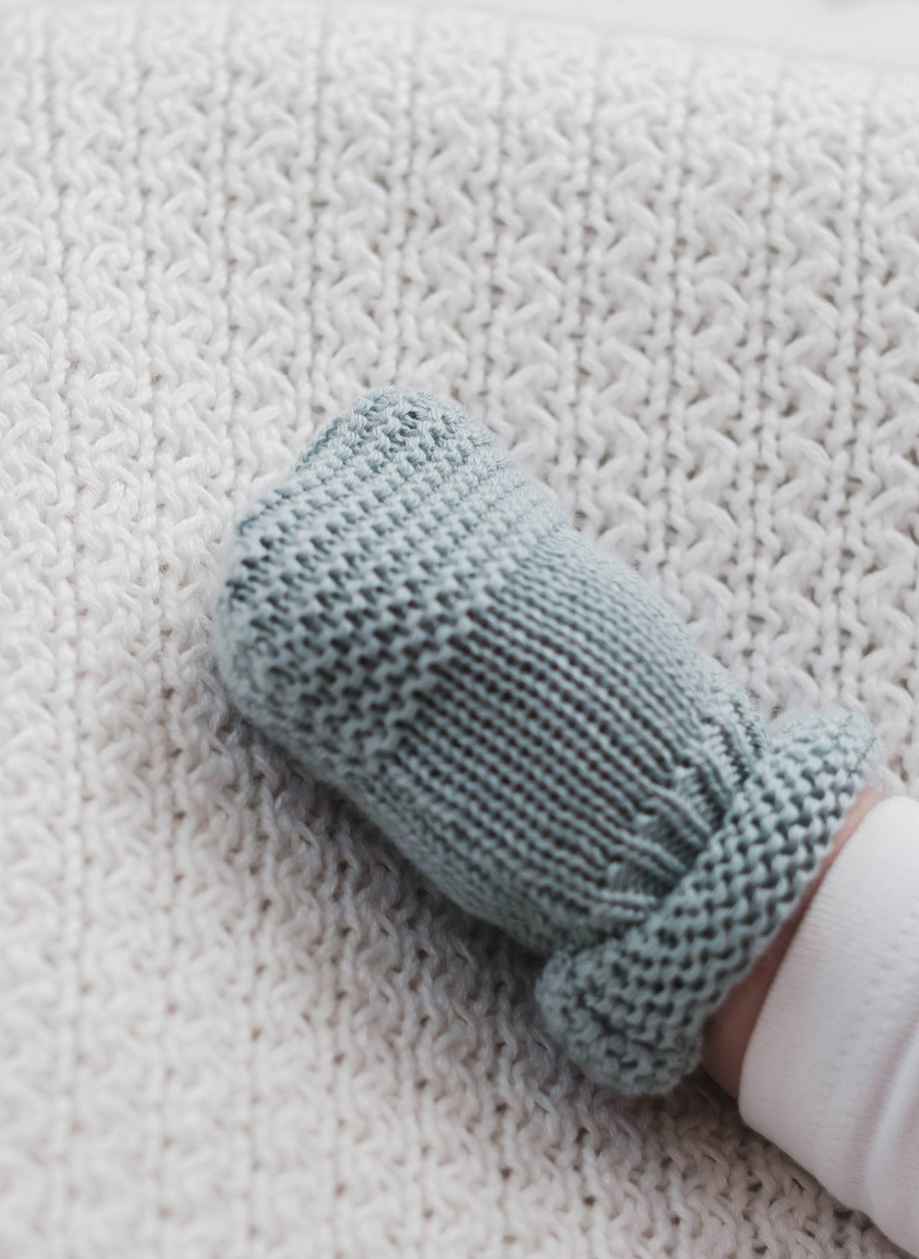 Moufles Bébé En Coton Bleu Danube (La Manufacture De La Layette) - Image 2