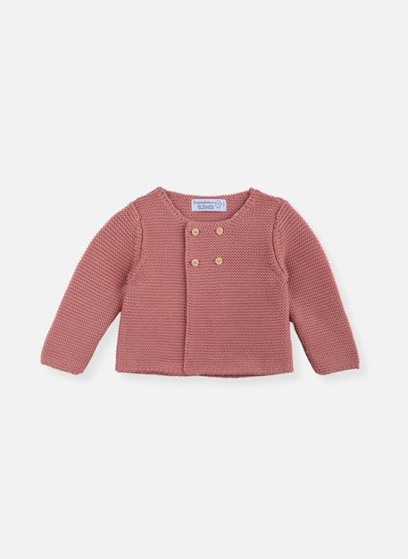 Cardigan bébé 4 boutons coton bio Citrouille (marsala)+Corail+Farine+Moutarde+Rose petunia+Vert billard 10 - vertbaudet enfant 