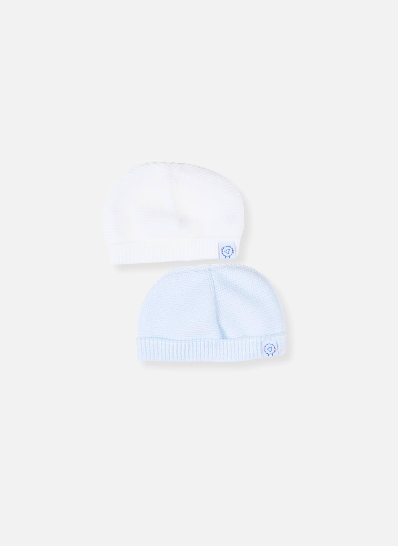 Lot De 2 Bonnets Bébé Blanc/bleu Layette