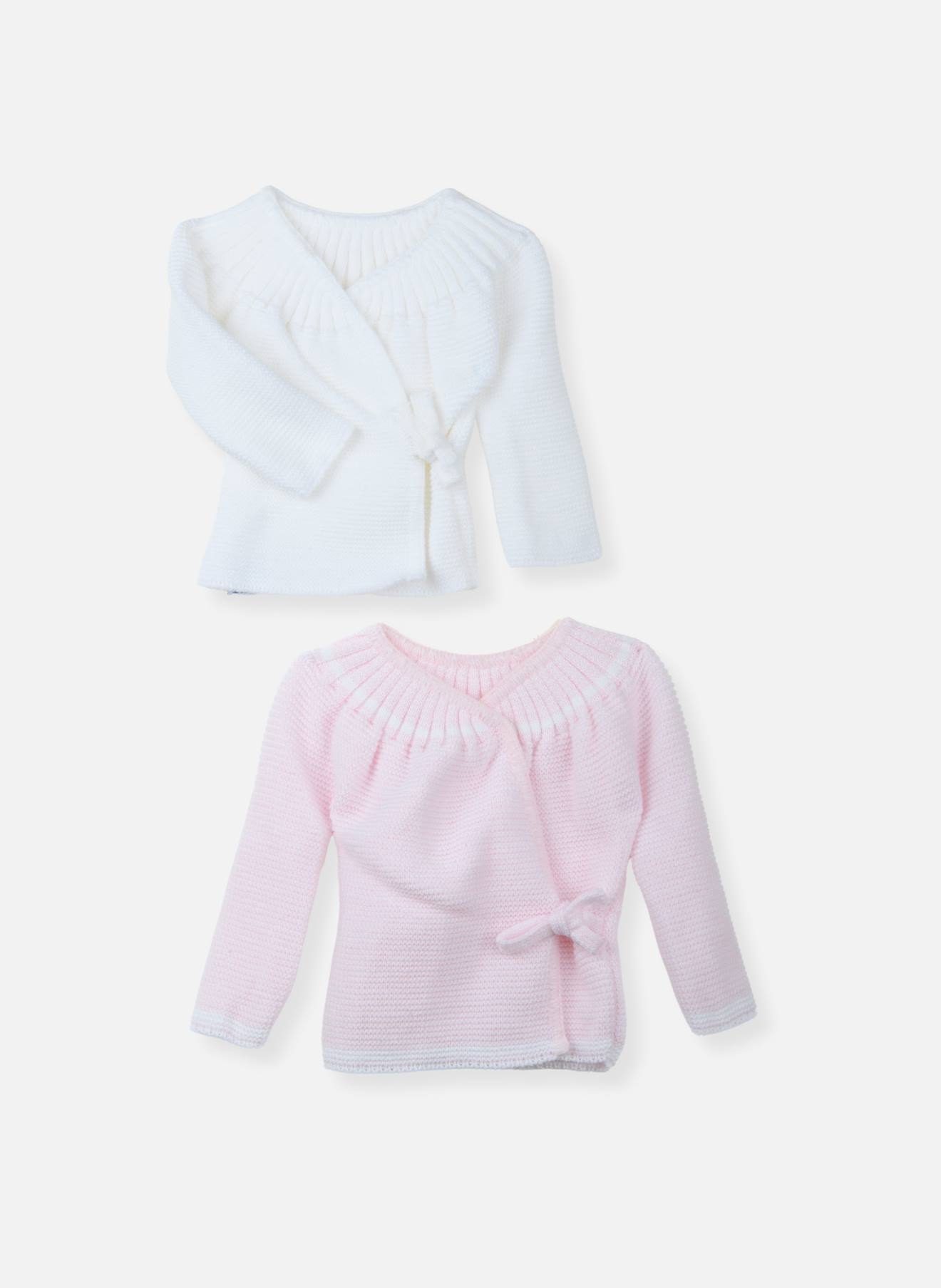Lot De 2 Brassières À Liens Bébé Blanc/rose Layette