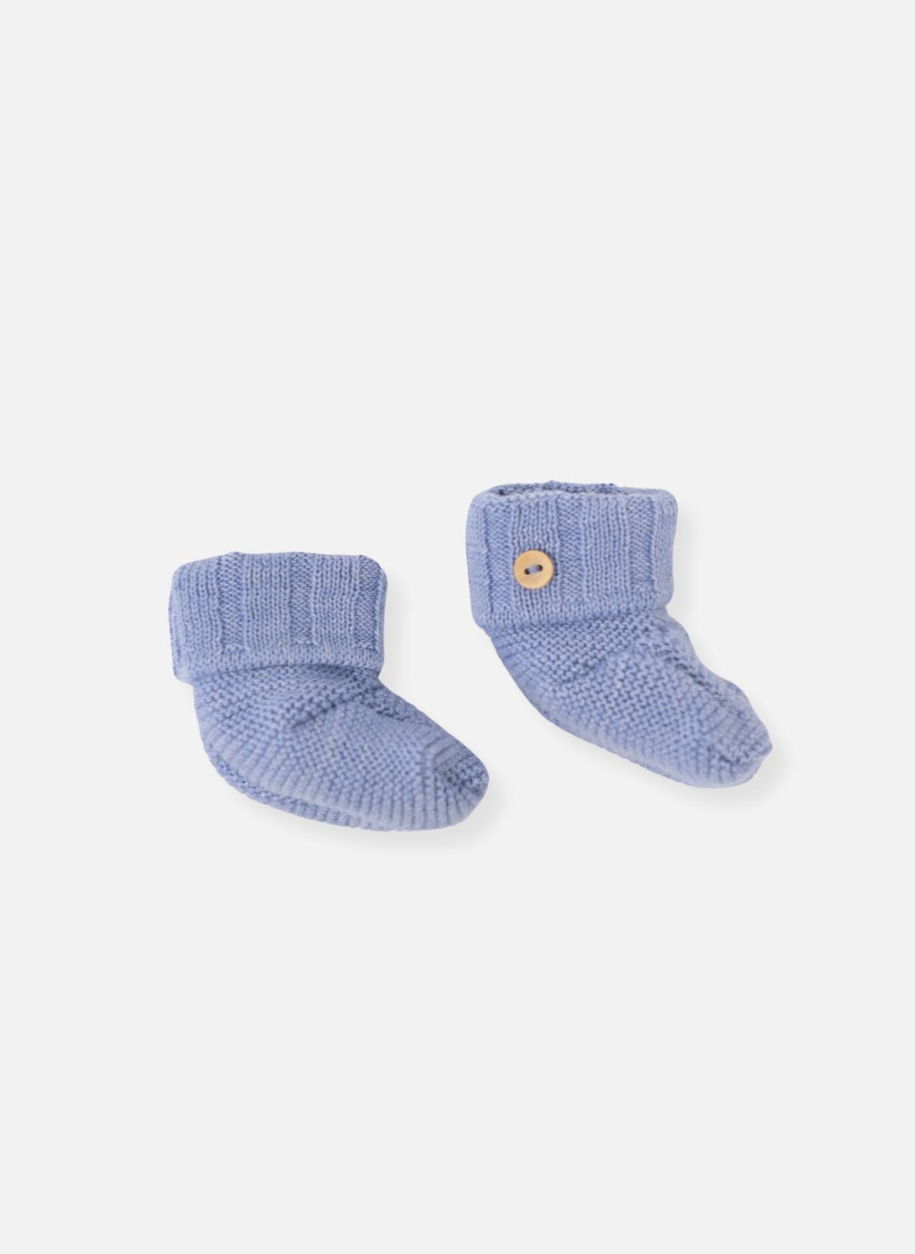 Chaussons Bébé En Laine Mélangée Bleu Clair