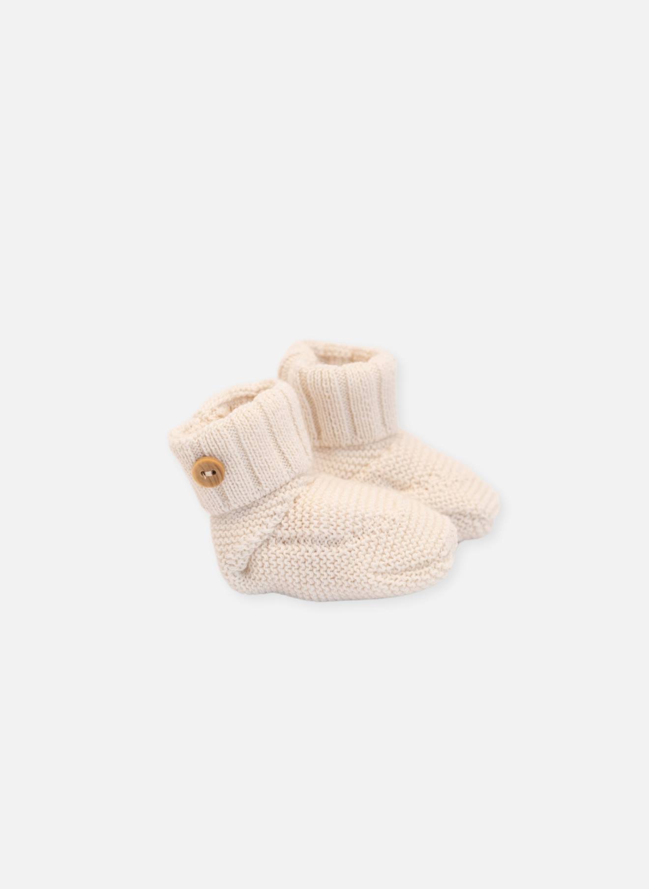 Chaussons Bébé En Laine Mélangée Ecru