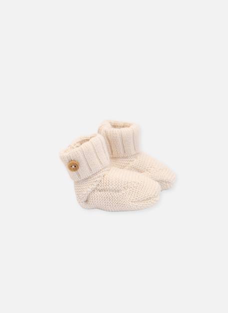 La Manufacture De La Layette - Chaussons Bébé En Laine Mélangée Ecru