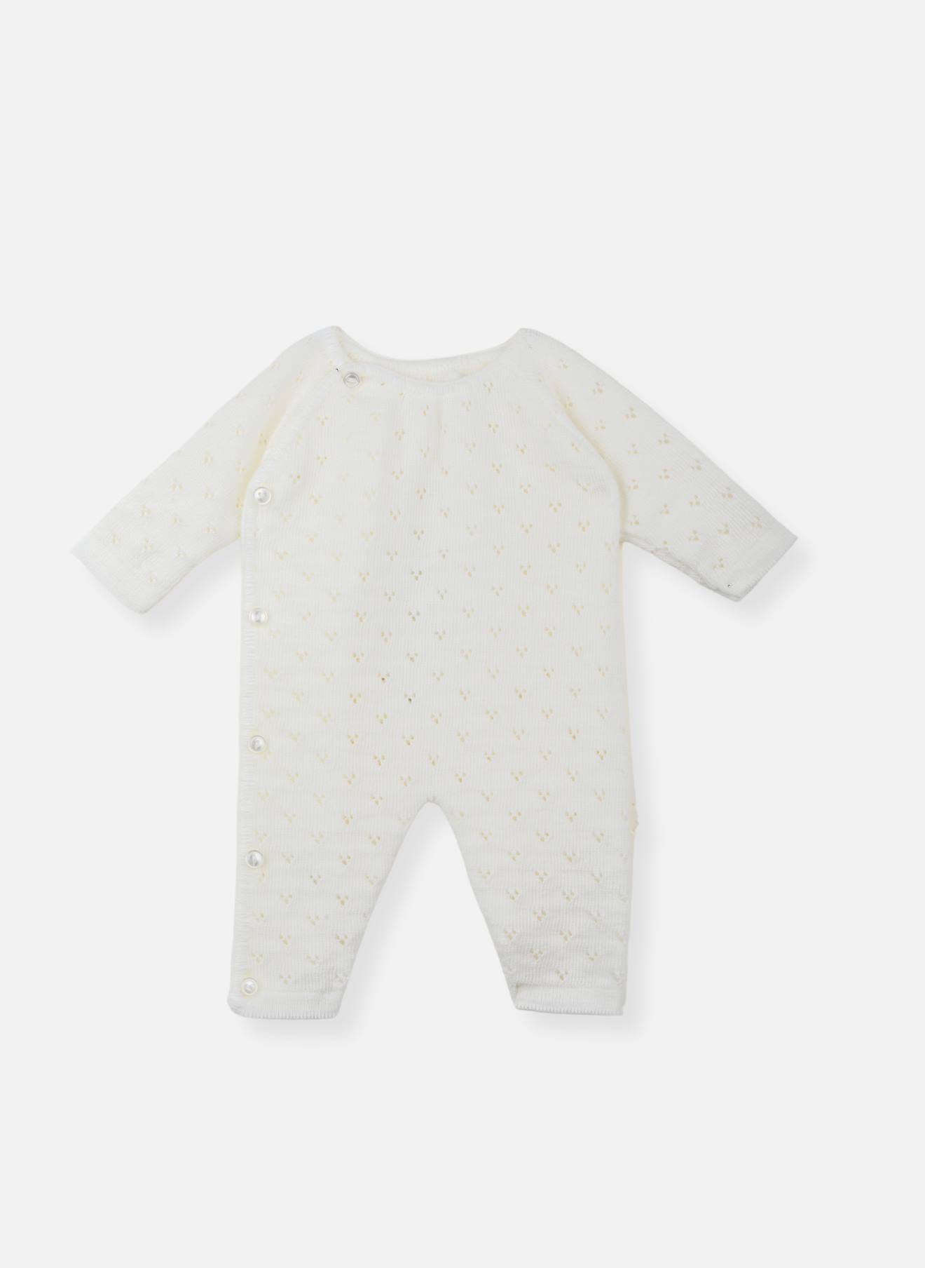 Combinaison Bébé Maille Ajourée Écru