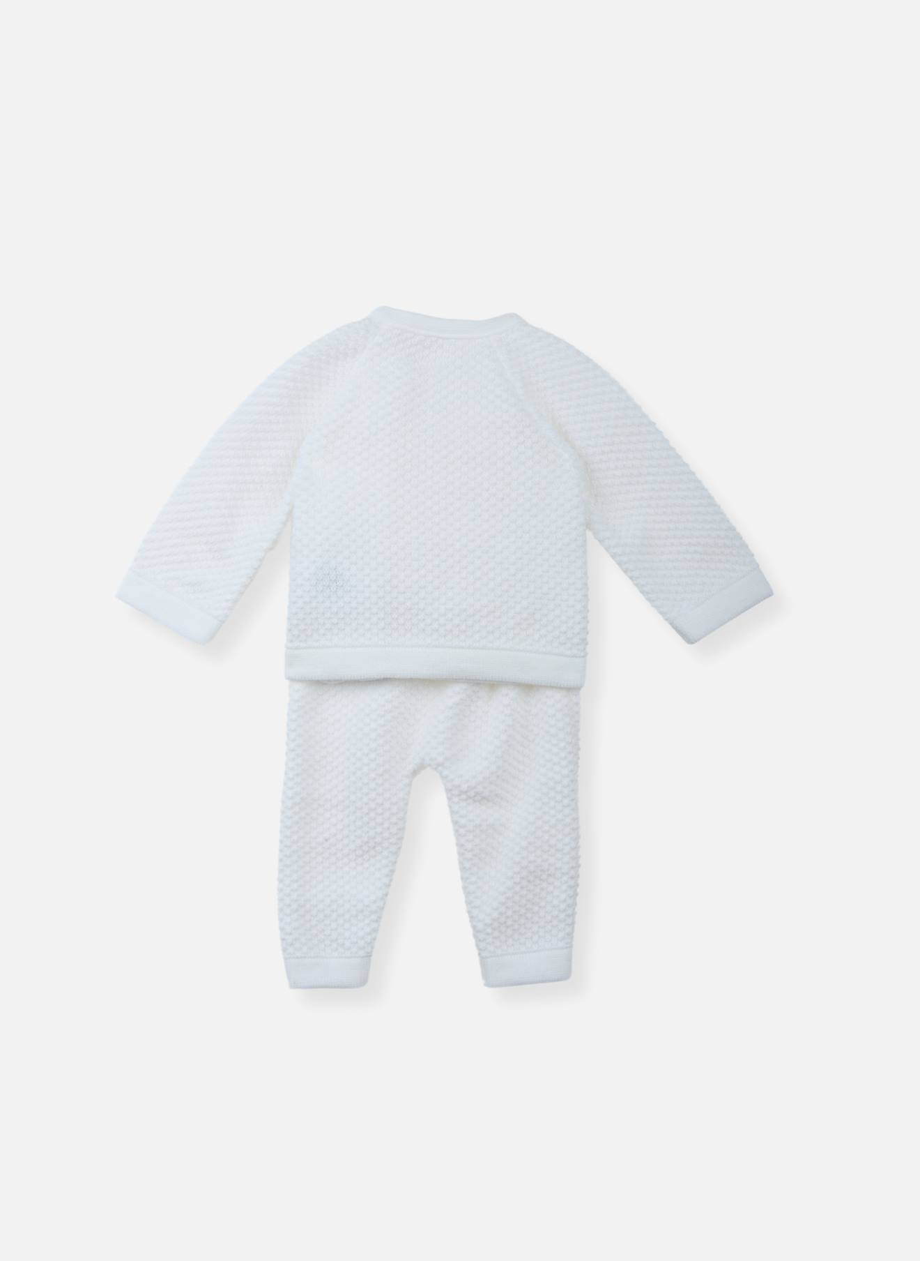 Ensemble Bébé Tricot Nid D'abeilles Blanc (La Manufacture De La Layette) - Image 1
