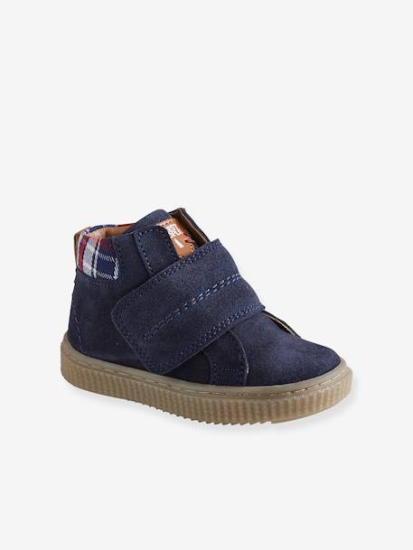 Baskets Scratchees Cuir Bebe Garcon Marine Vertbaudet