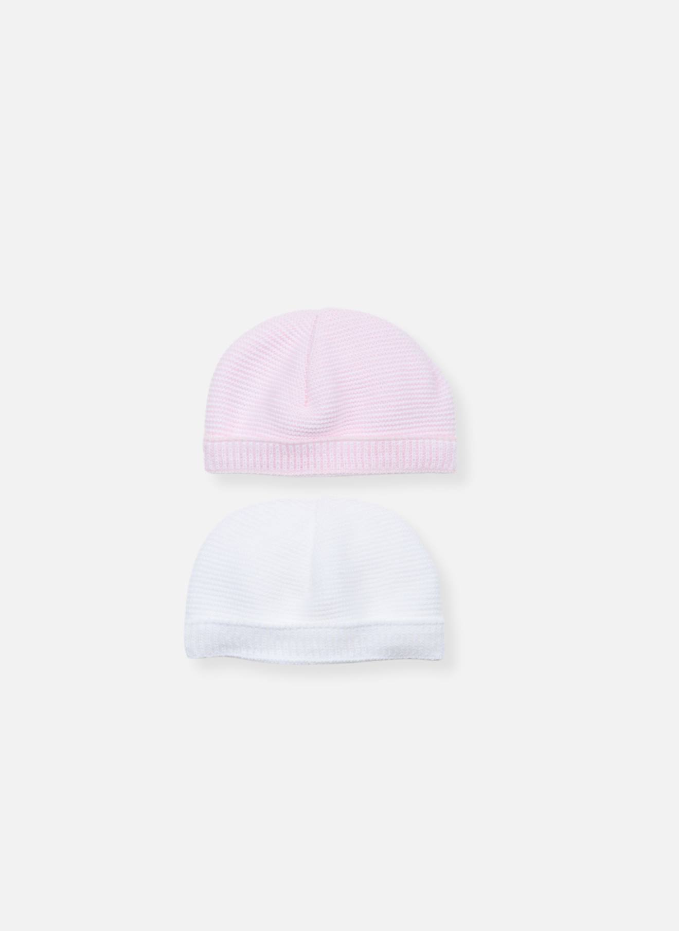Lot De 2 Bonnets Bébé Blanc/rose Layette (La Manufacture De La Layette) - Image 1
