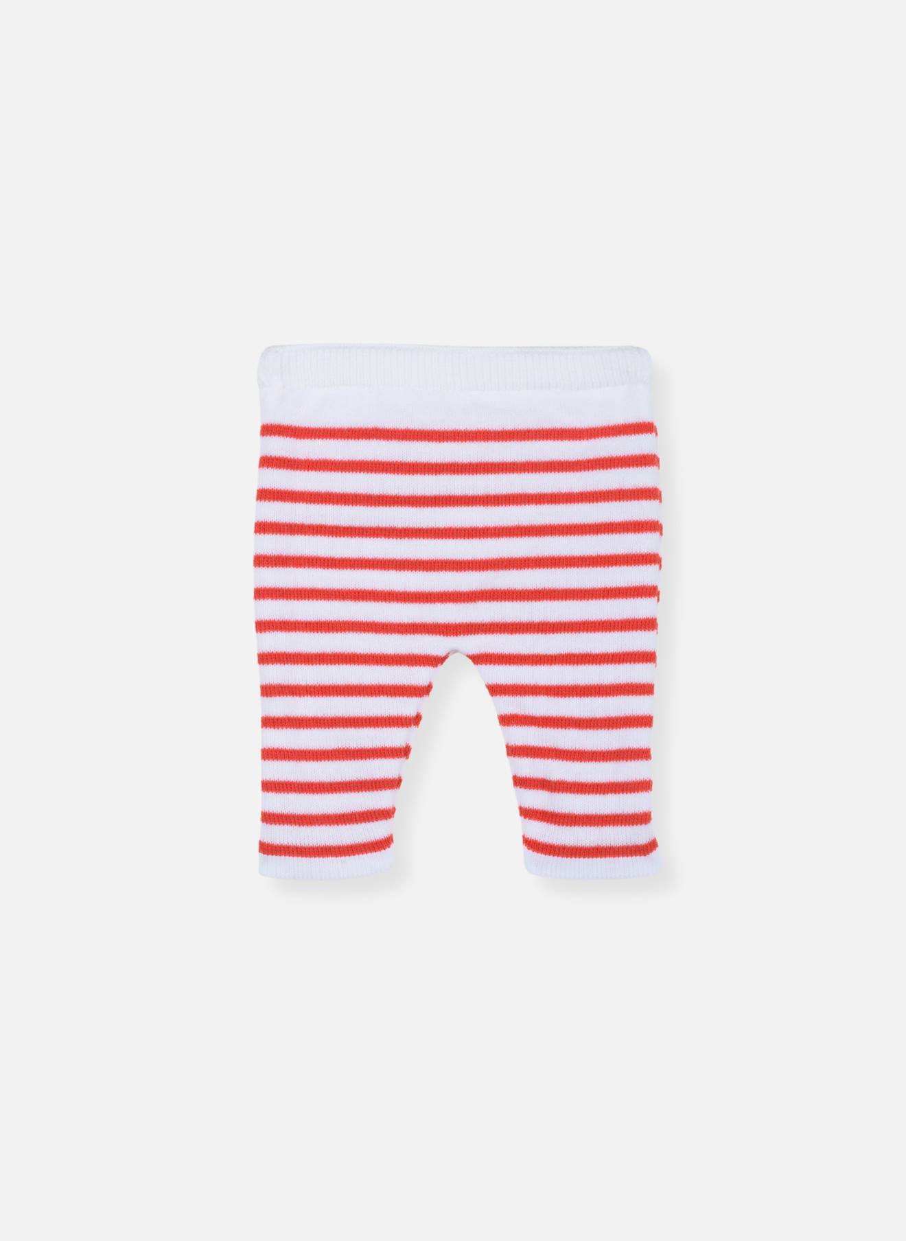 Pantalon Bébé Marinière Blanc/coquelicot