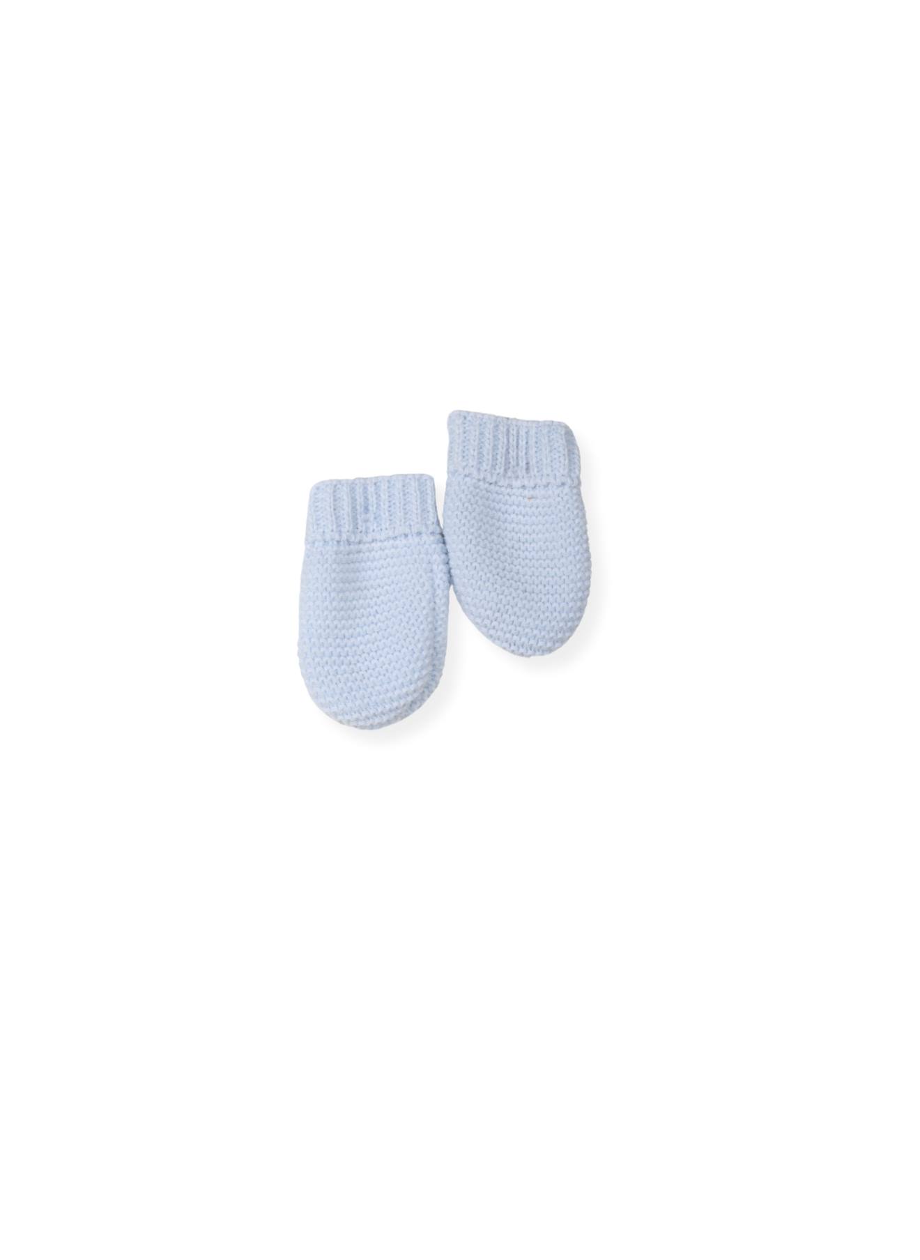 Moufles En Tricot Bébé Bleu Layette
