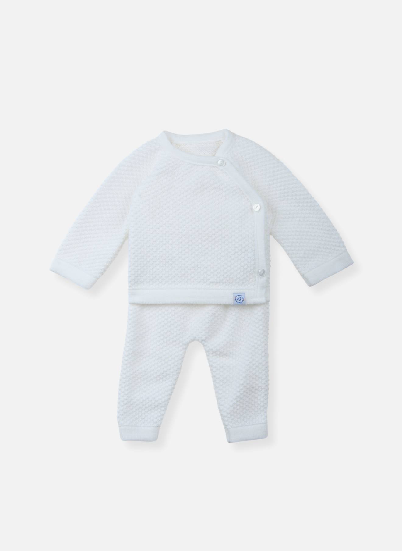Ensemble Bébé Tricot Nid D'abeilles Blanc