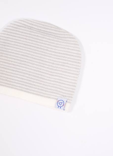 Bonnet milleraies bébé Écru/bleu azur+Ecru/gris clair+Ecru/moutarde+Écru/pétunia+Écru/réglisse 4 - vertbaudet enfant 