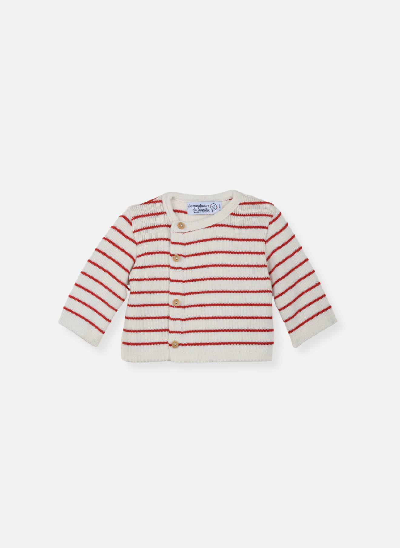 Cardigan En Laine Bb Ecru Ray Rouge Basque 22 €
