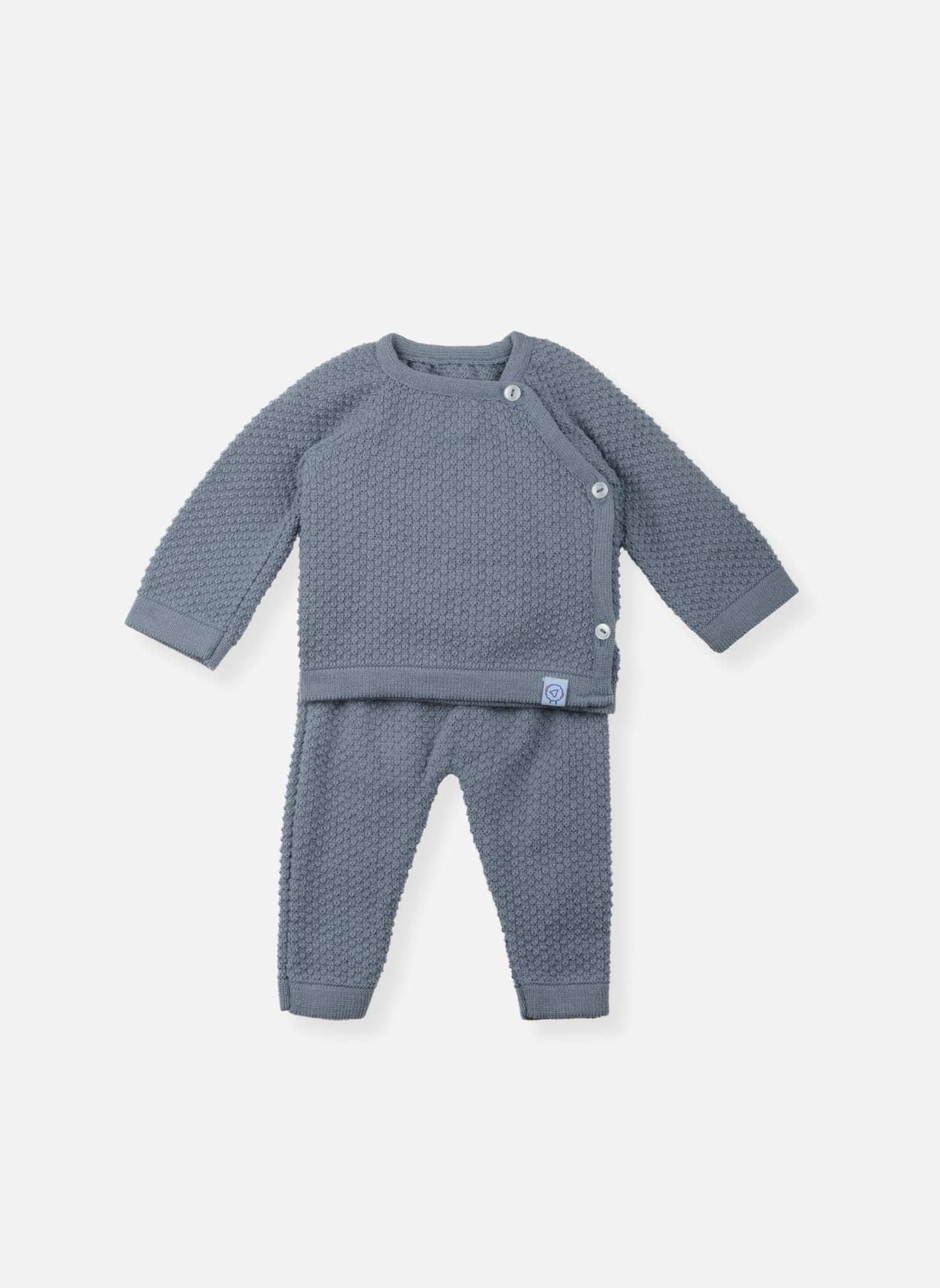 Ensemble Bébé Tricot Nid D'abeilles Bleu Tradewinds