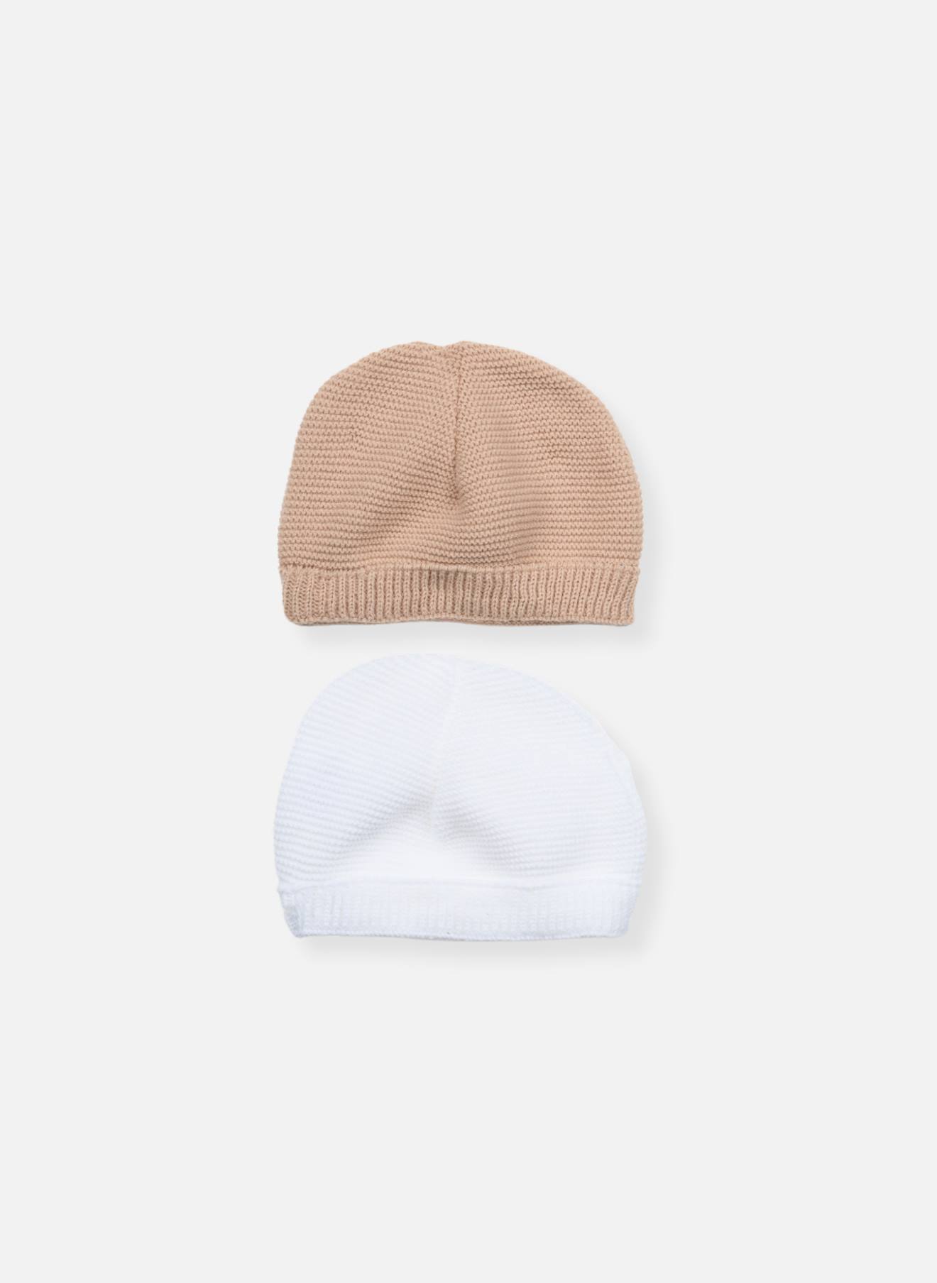 Lot De 2 Bonnets Bébé Blanc/moka (La Manufacture De La Layette) - Image 1
