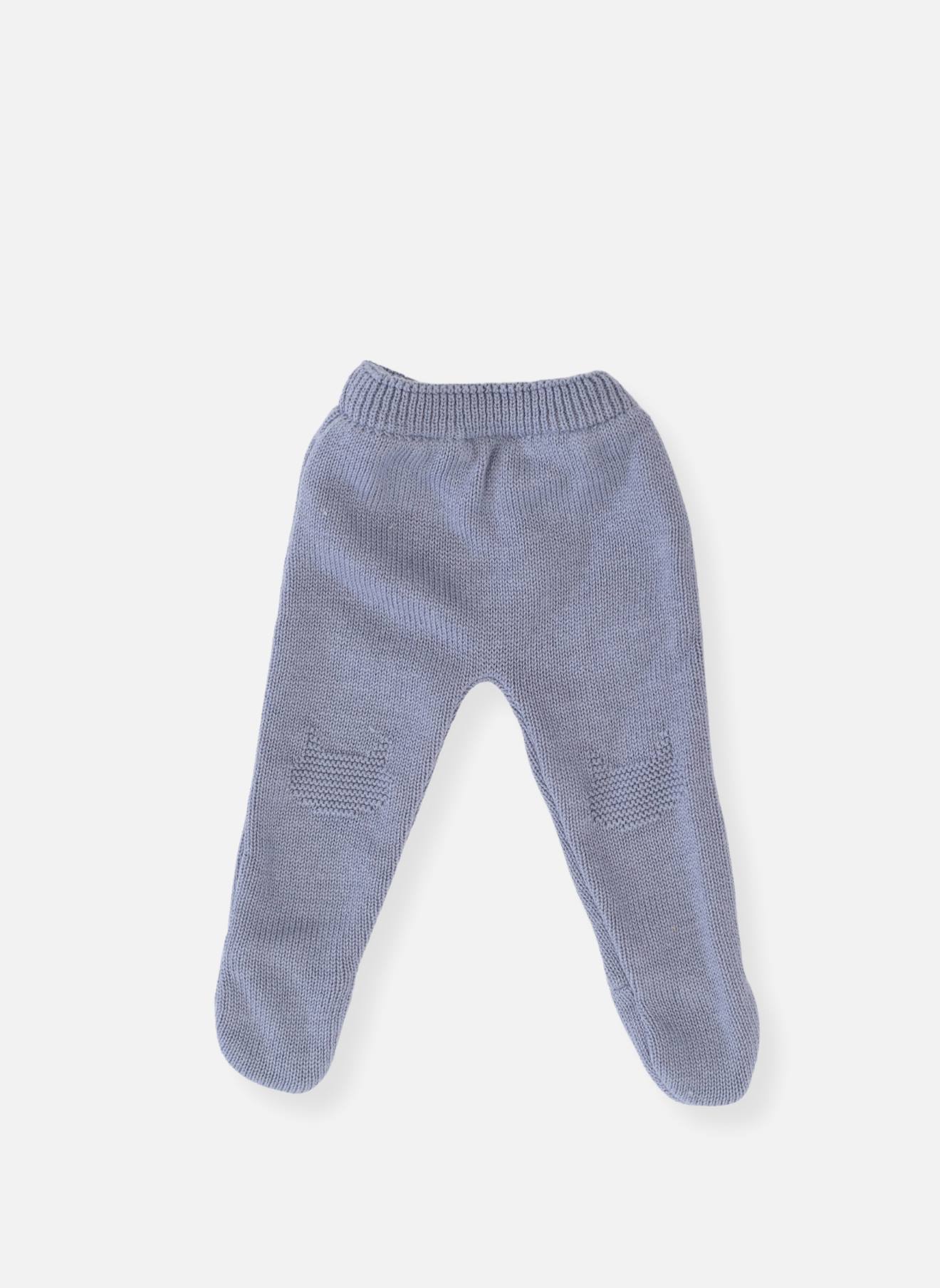 Pantalon À Pieds En Coton Bébé Bleu Orage