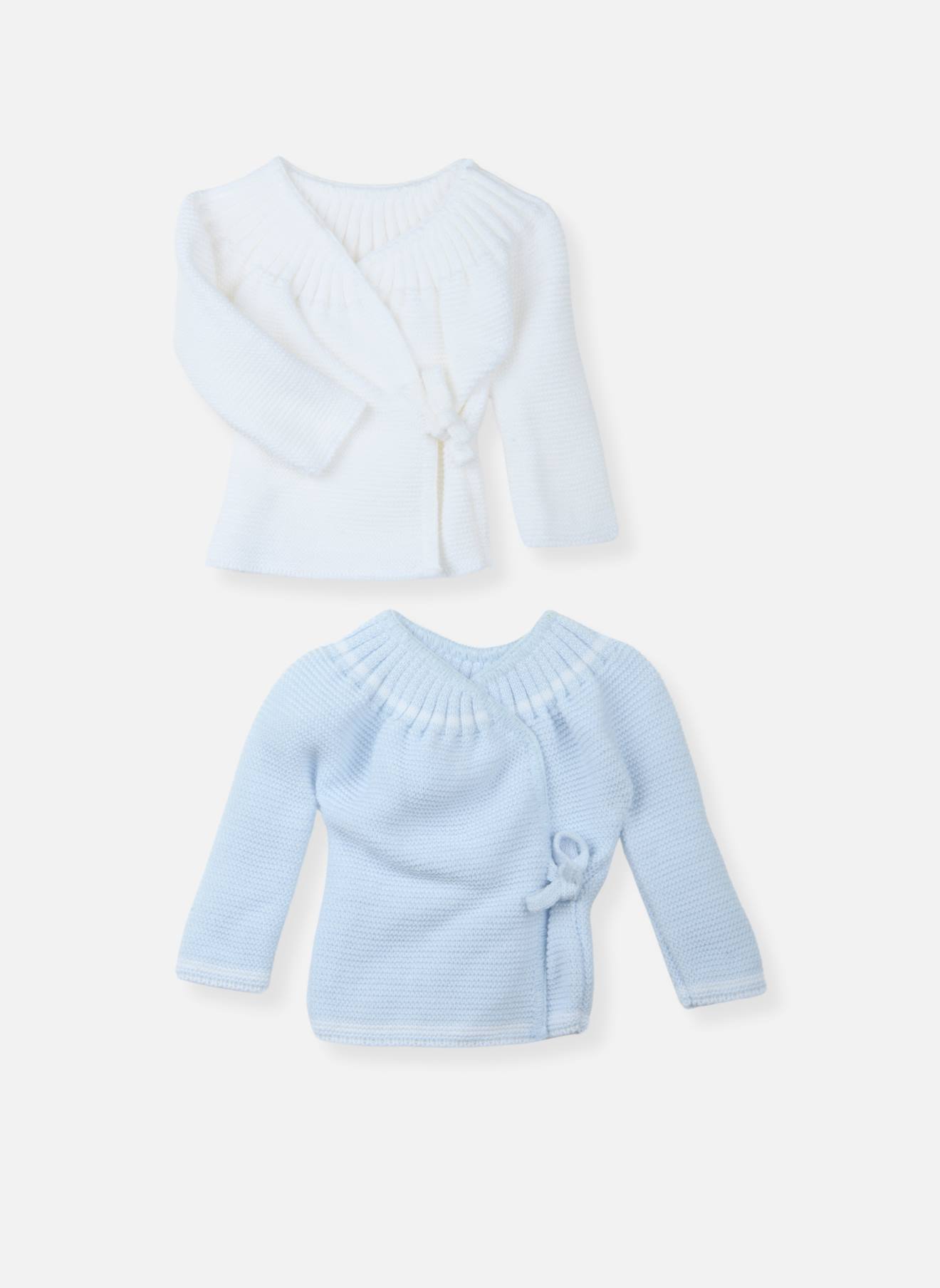 Lot De 2 Brassières À Liens Bébé Blanc/bleu Layette