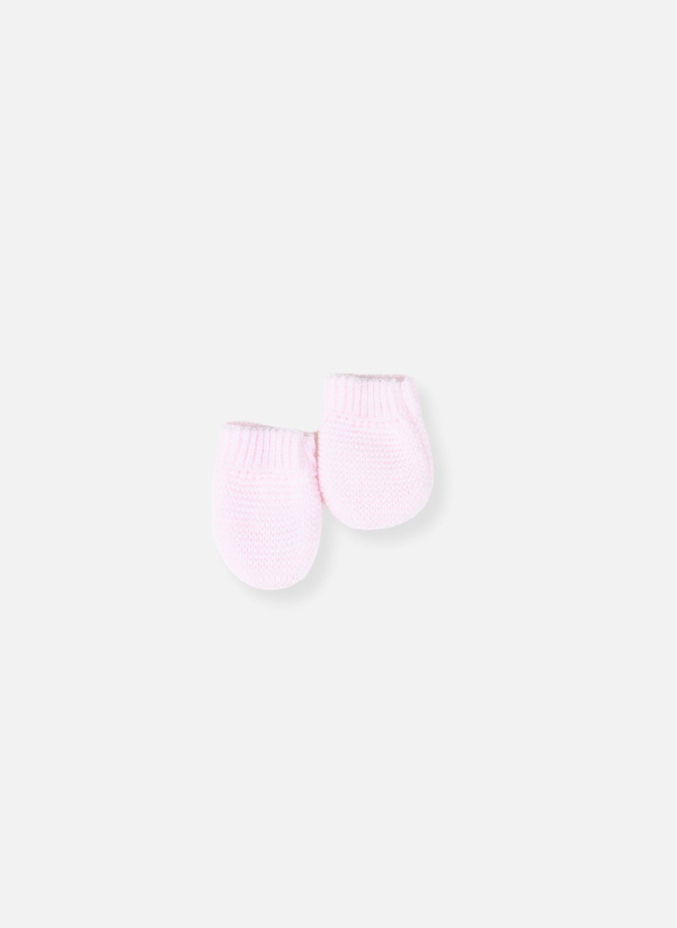 Moufles En Tricot Bébé Rose Layette