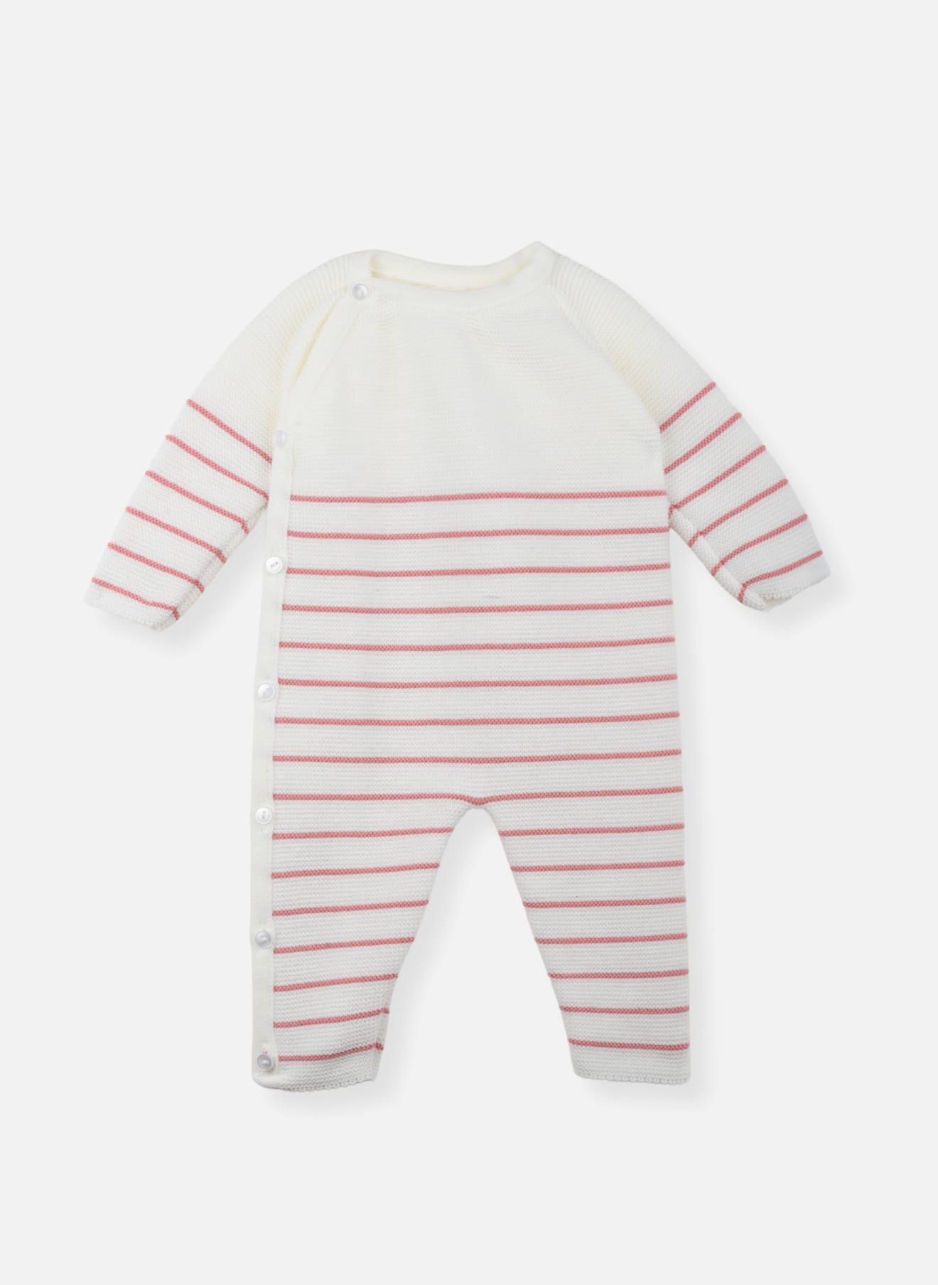 Combinaison Bébé Marinière Ecru Rayée Pétunia