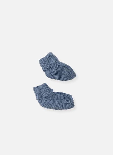 La Manufacture De La Layette - Chaussons En Coton Bébé Bleu Orage
