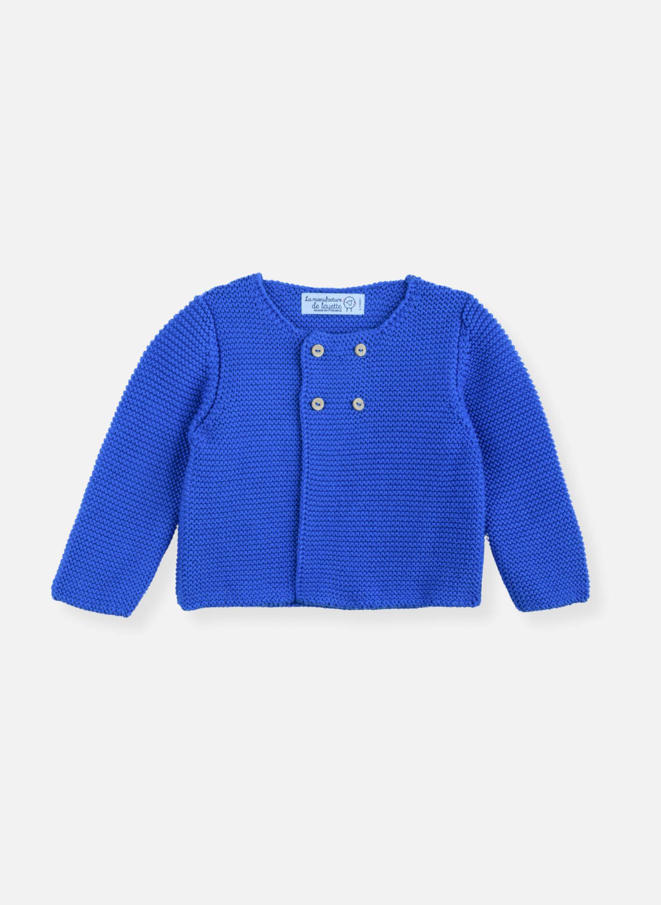 Cardigan Bébé 4 Boutons Coton Bio Bleu Campanule