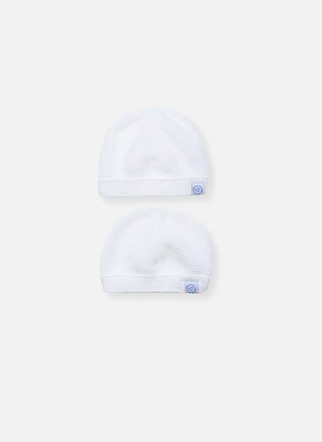 La Manufacture De La Layette - Lot De 2 Bonnets Bébé Blanc/blanc