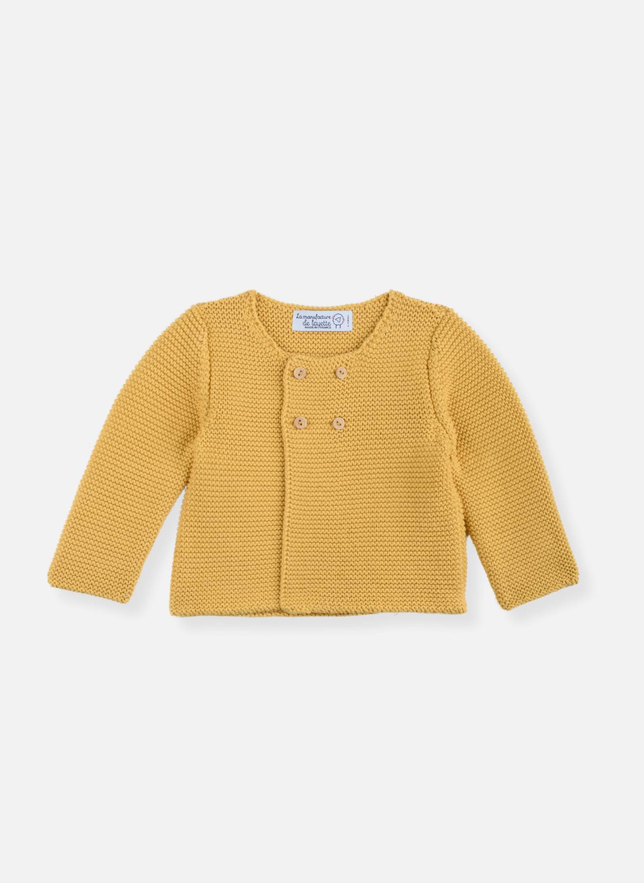Cardigan Bébé 4 Boutons Coton Bio Moutarde