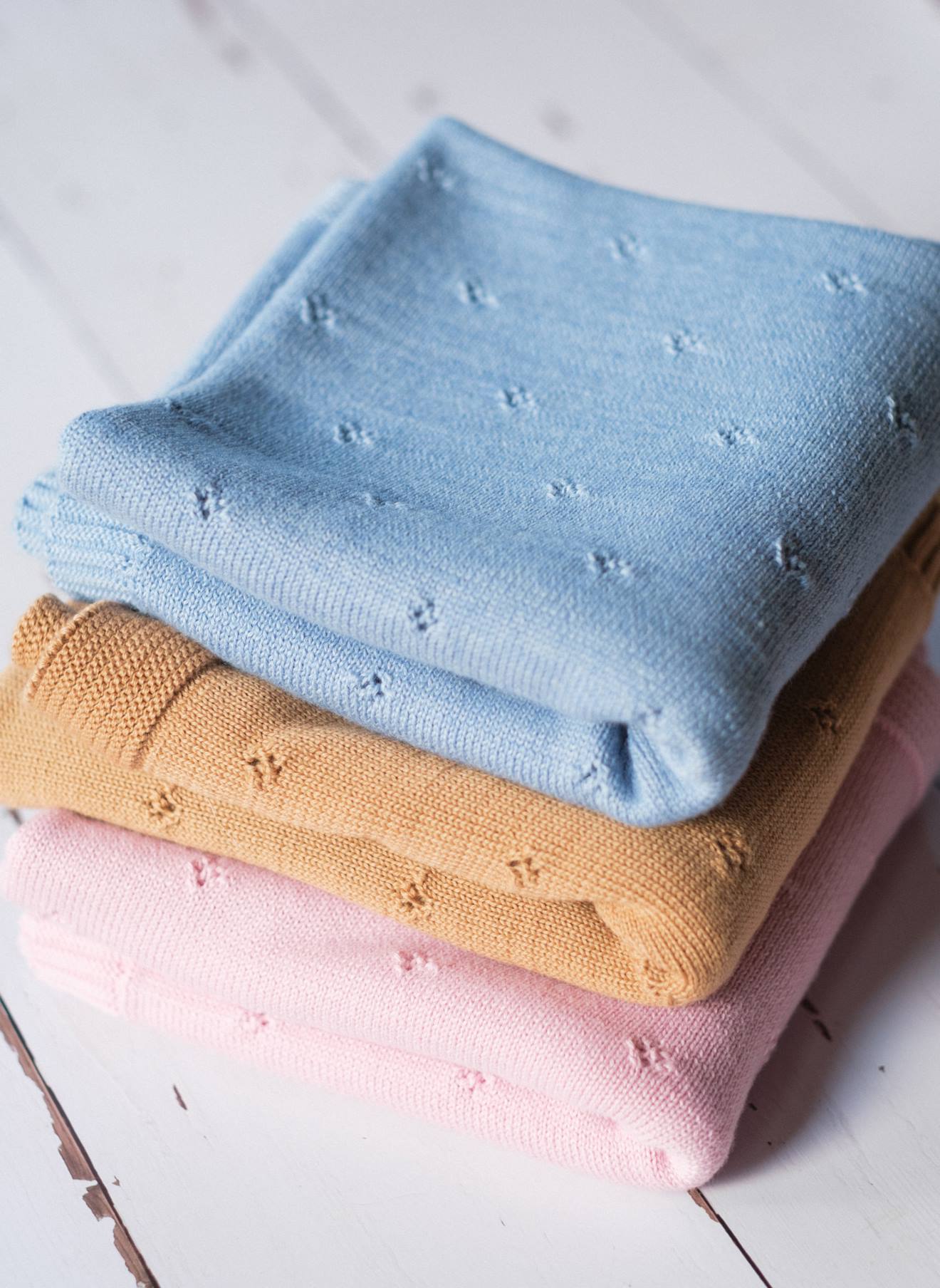 Couverture En Laine Mélangée Ajourée Camel (La Manufacture De La Layette) - Image 2