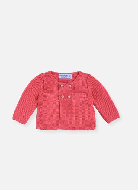 Cardigan bébé 4 boutons coton bio Citrouille (marsala)+Corail+Farine+Moutarde+Rose petunia+Vert billard 4 - vertbaudet enfant 