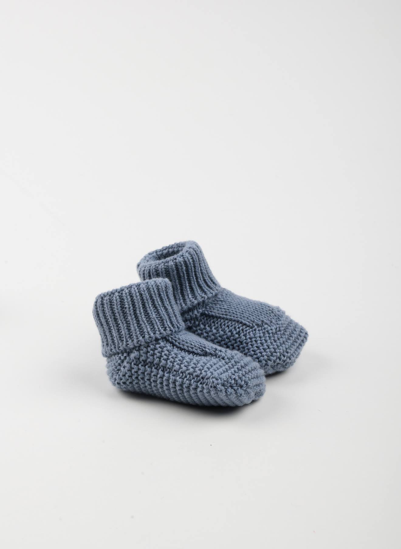 Chaussons En Coton Bébé Bleu Orage (La Manufacture De La Layette) - Image 1