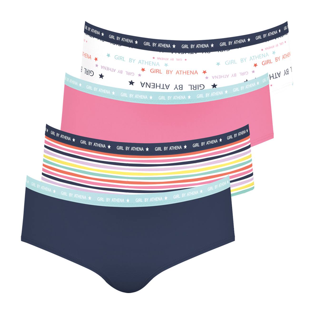 Lot De 4 Culottes Girl Maxi Format By Uni Bleu Minuit-imprimé Texte-