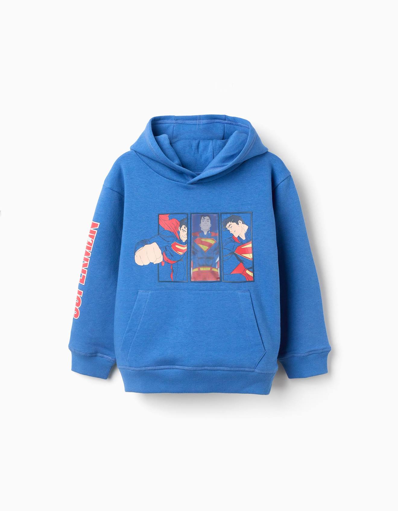 Sweat À Capuche En Coton Avec Imprimé Superman Bleu