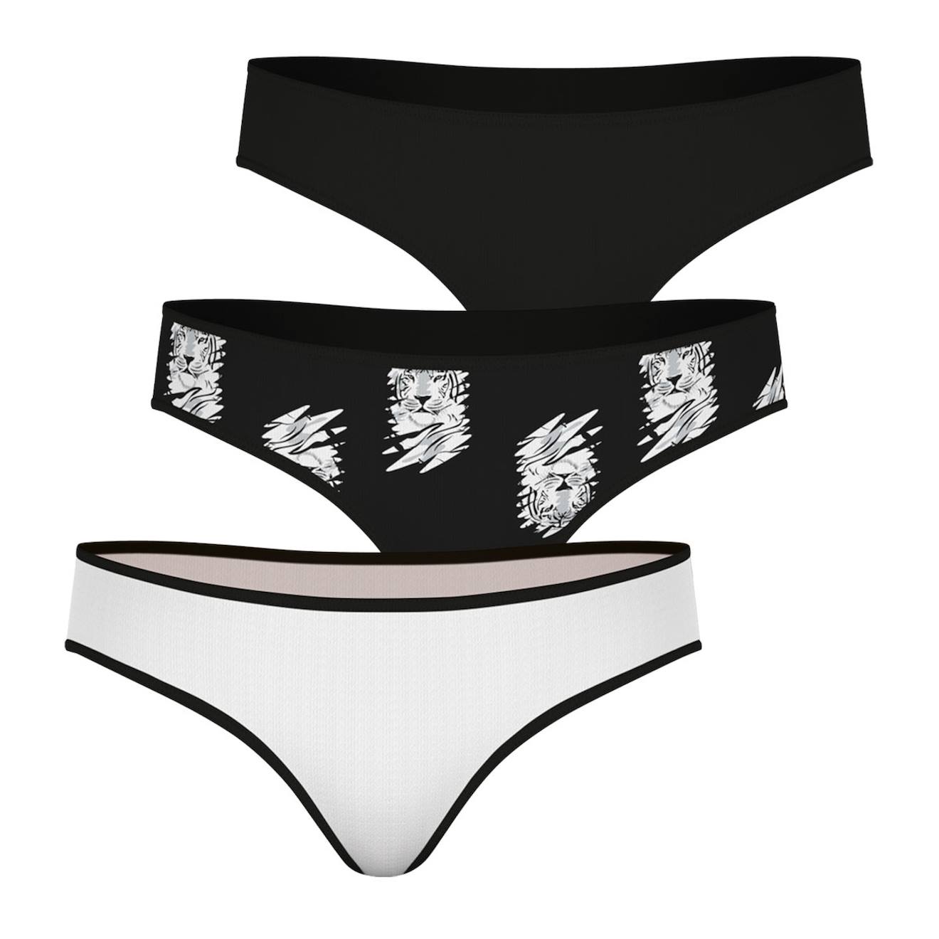 Lot De 3 Slips Girl Mode By Uni Blanc-imprimé Tigres-uni N