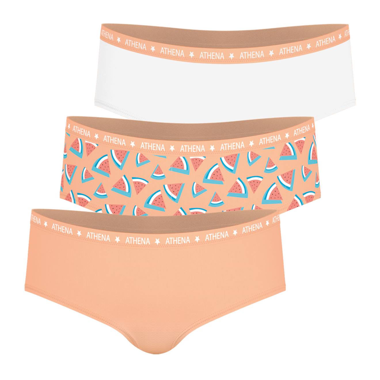 Lot De 3 Boxers Ecopack Girl Mode Rose Corail-pastèque-blanc