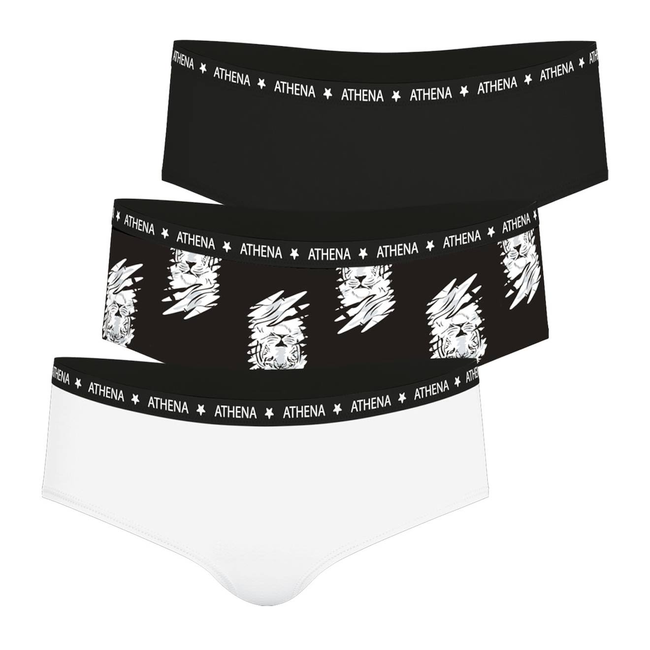 Lot De 3 Boxers Ecopack Girl Mode Blanc-tigres-noir