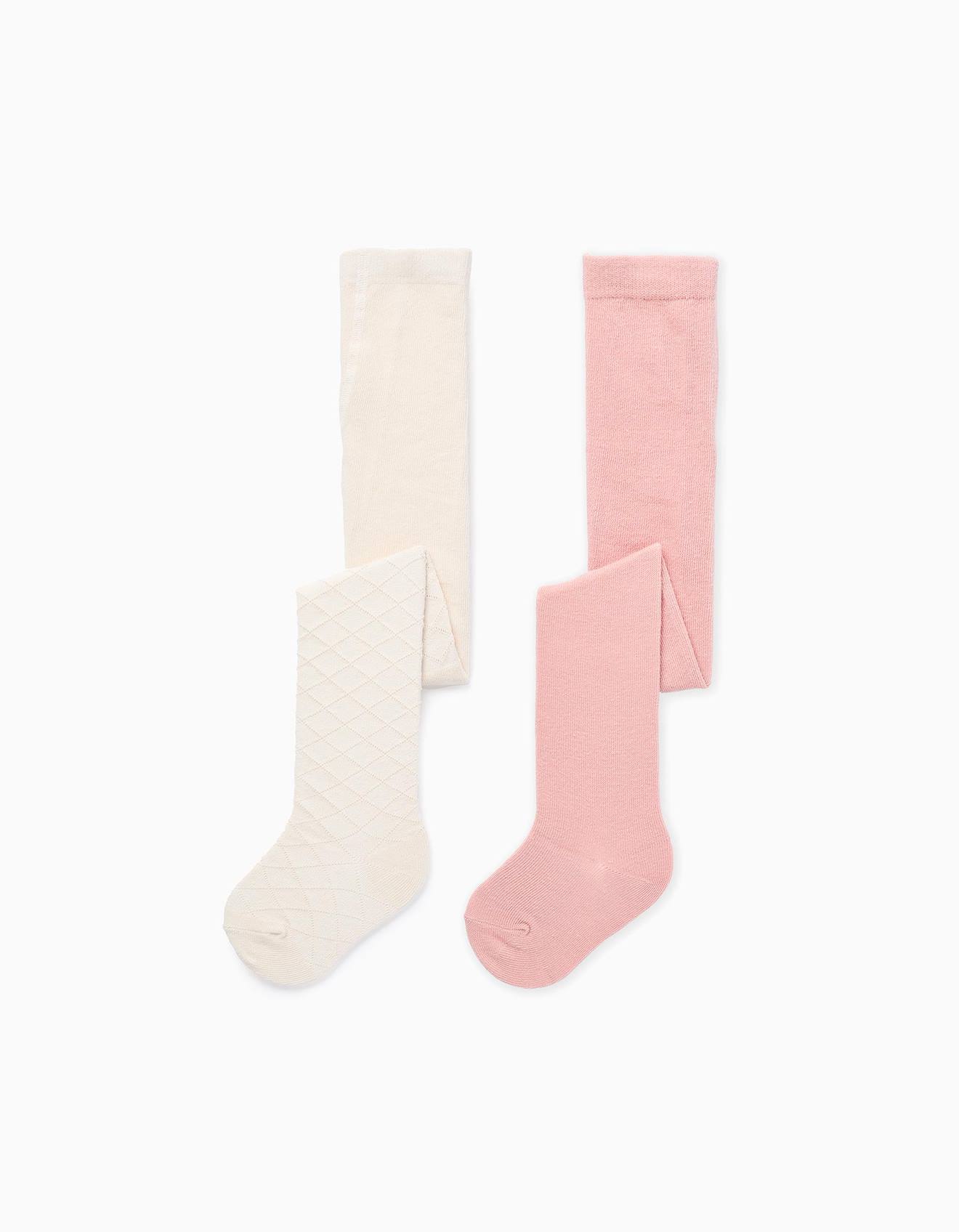 Lot De 2 Collants En Maille Côtelée/ajourée Multicolore