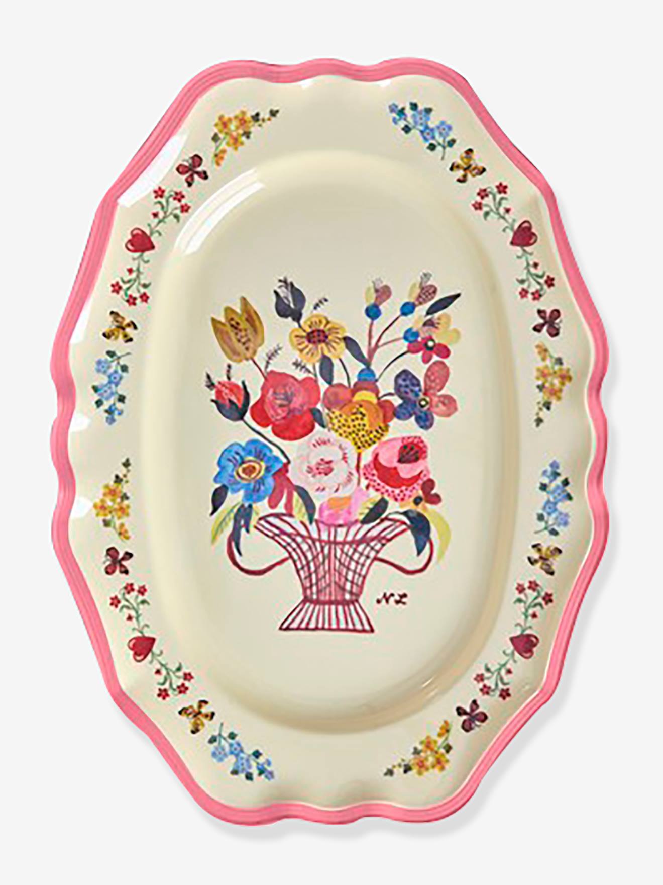 Grand plat de service NATHALIE LÉTÉ enfant rice Neon Pink rose fluo