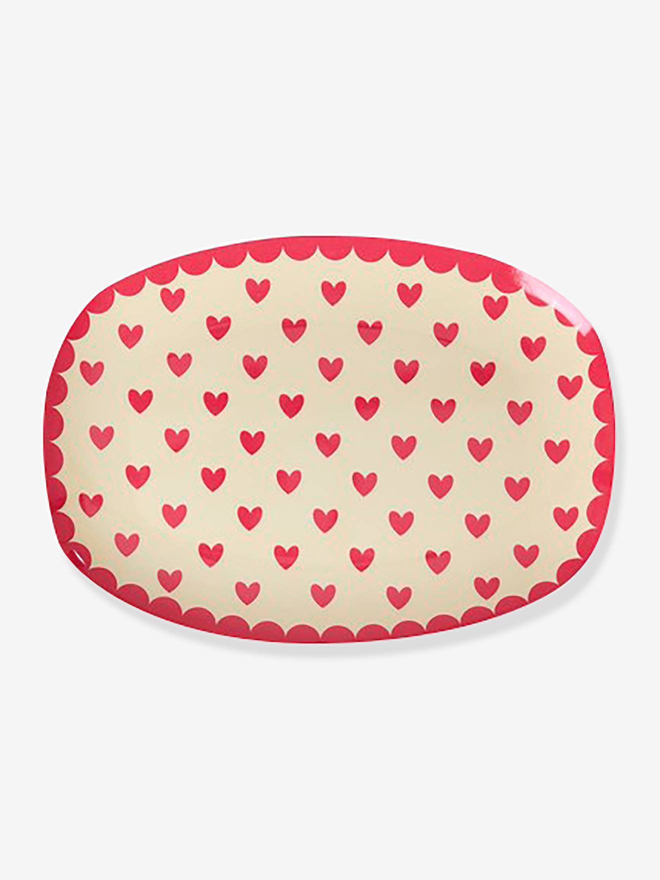 Assiette rectangulaire FAVORITE HEARTS enfant petit modèle rice Red Kiss rouge