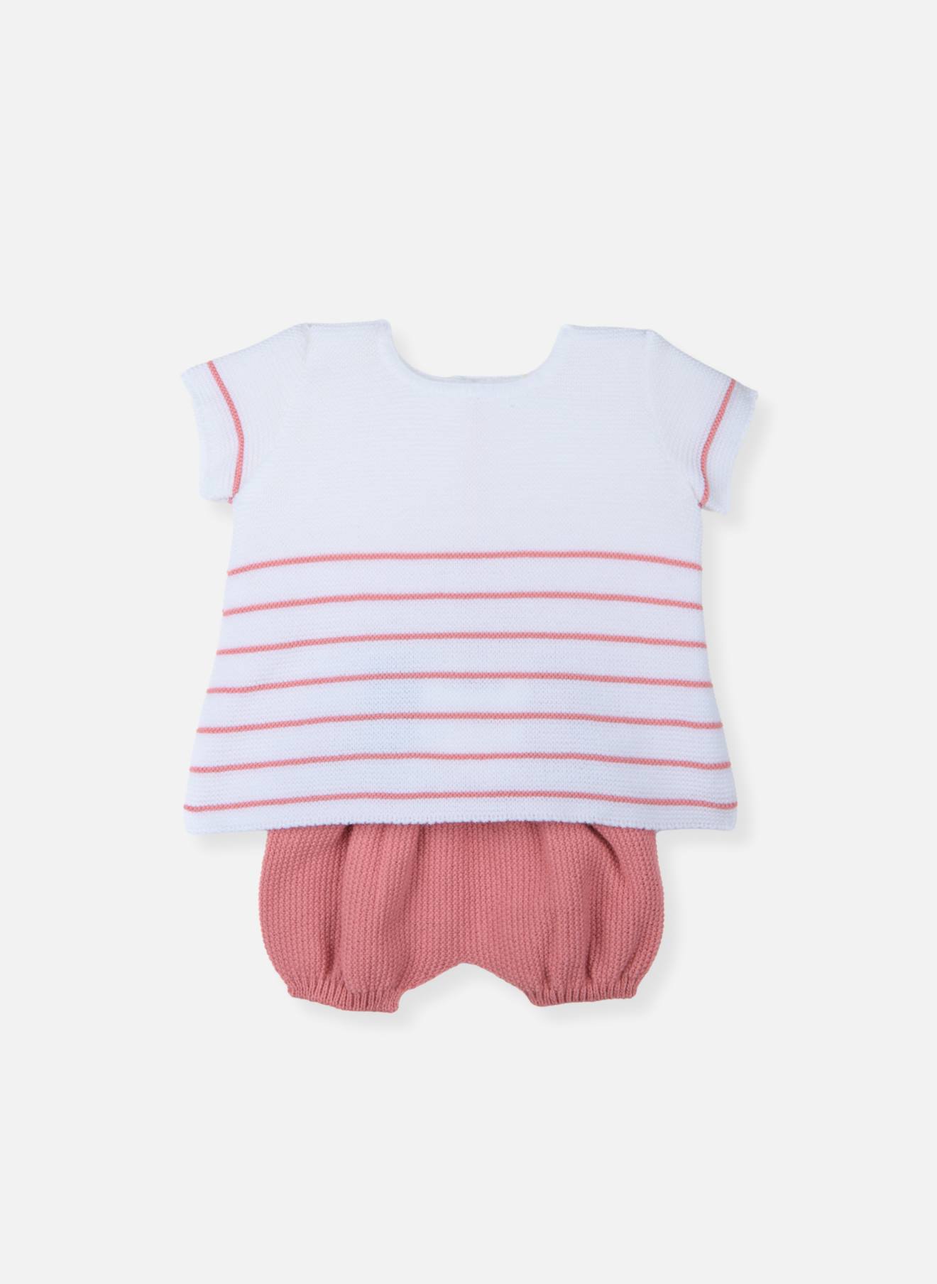 Robe Et Bloomer Blanc/rose Rayé Pétunia