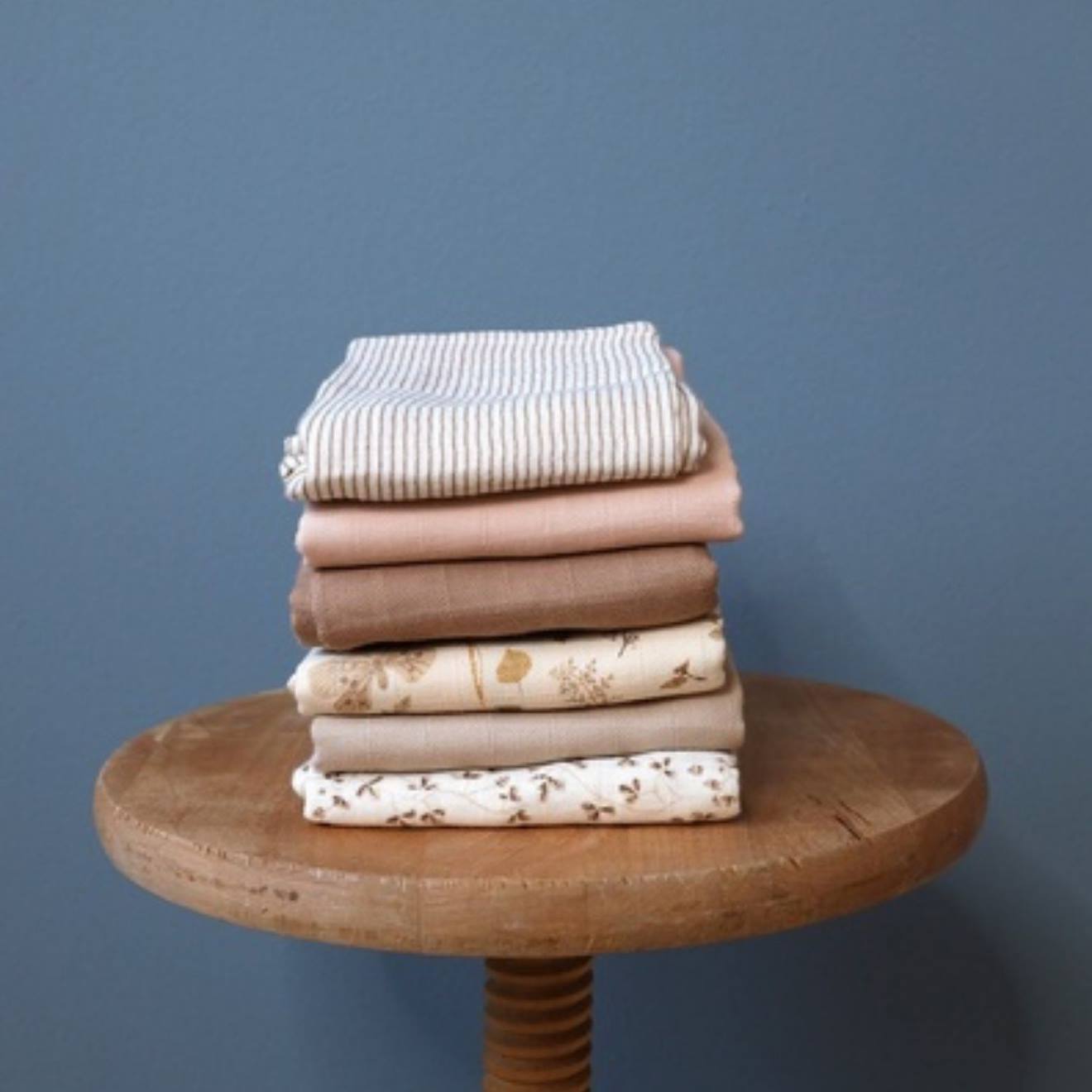 Lot De 3 Langes En Coton Bio Mix Classic Stripes Camel (70 X 70 Cm) Blanc, Camel (Cam Cam Copenhagen) - Image 1